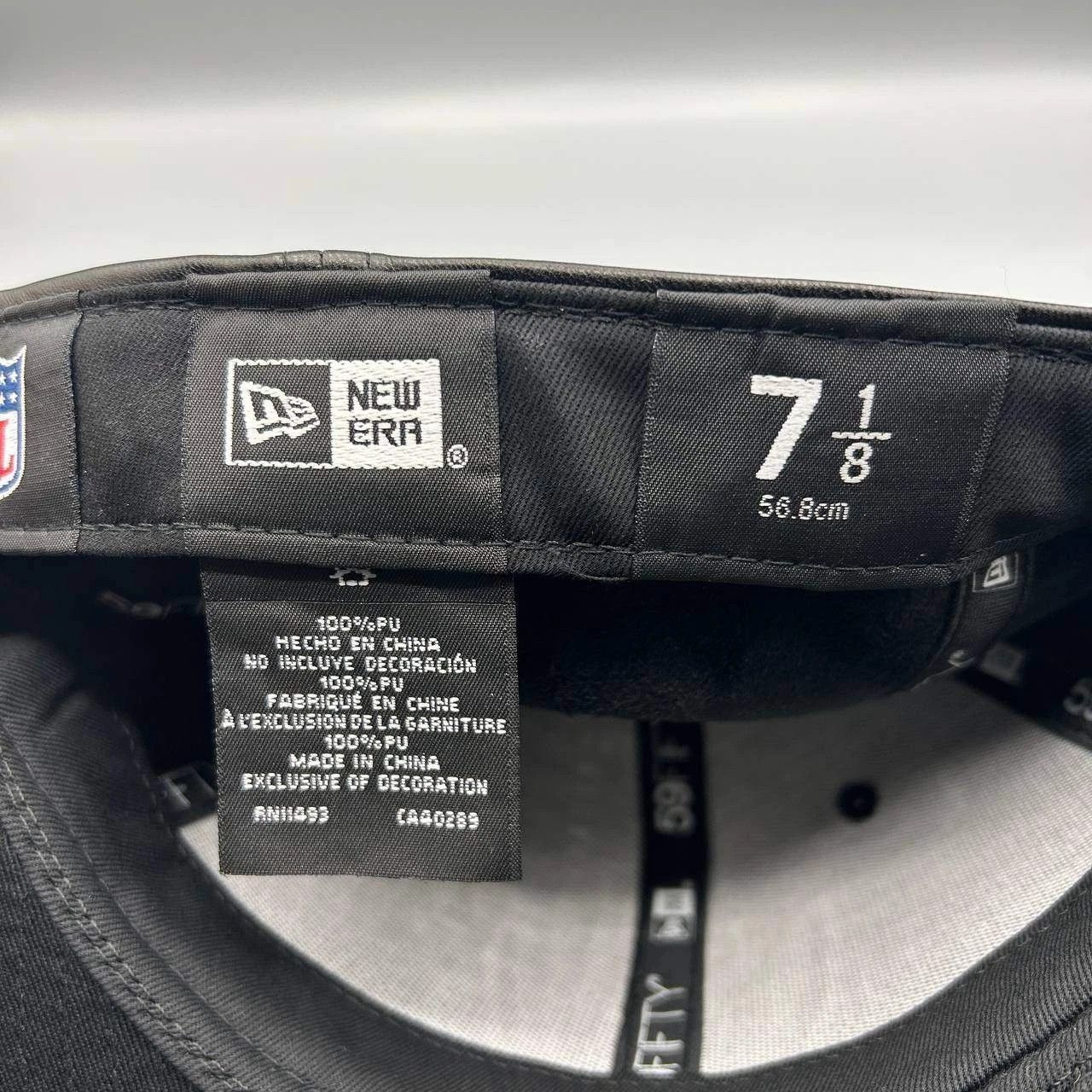 New Era Las Vegas Raiders Hat Men 7 1/8 Black PU Leather Fitted Cap Size ONE SIZE - 4 Thumbnail