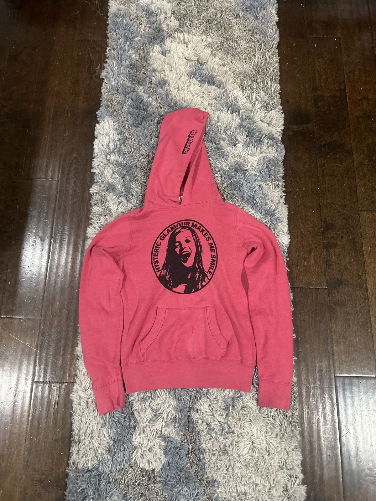 image of Hysteric Glamour Makes Me Smile Hoodie in Pink, Men's (Size XS)