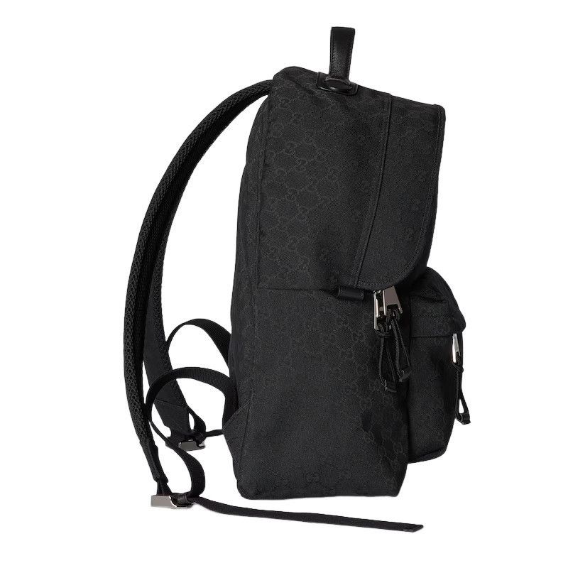 Gucci GUCCI Medium $2800 Black GG Canvas With Web Backpack New & Size ONE SIZE - 4 Thumbnail