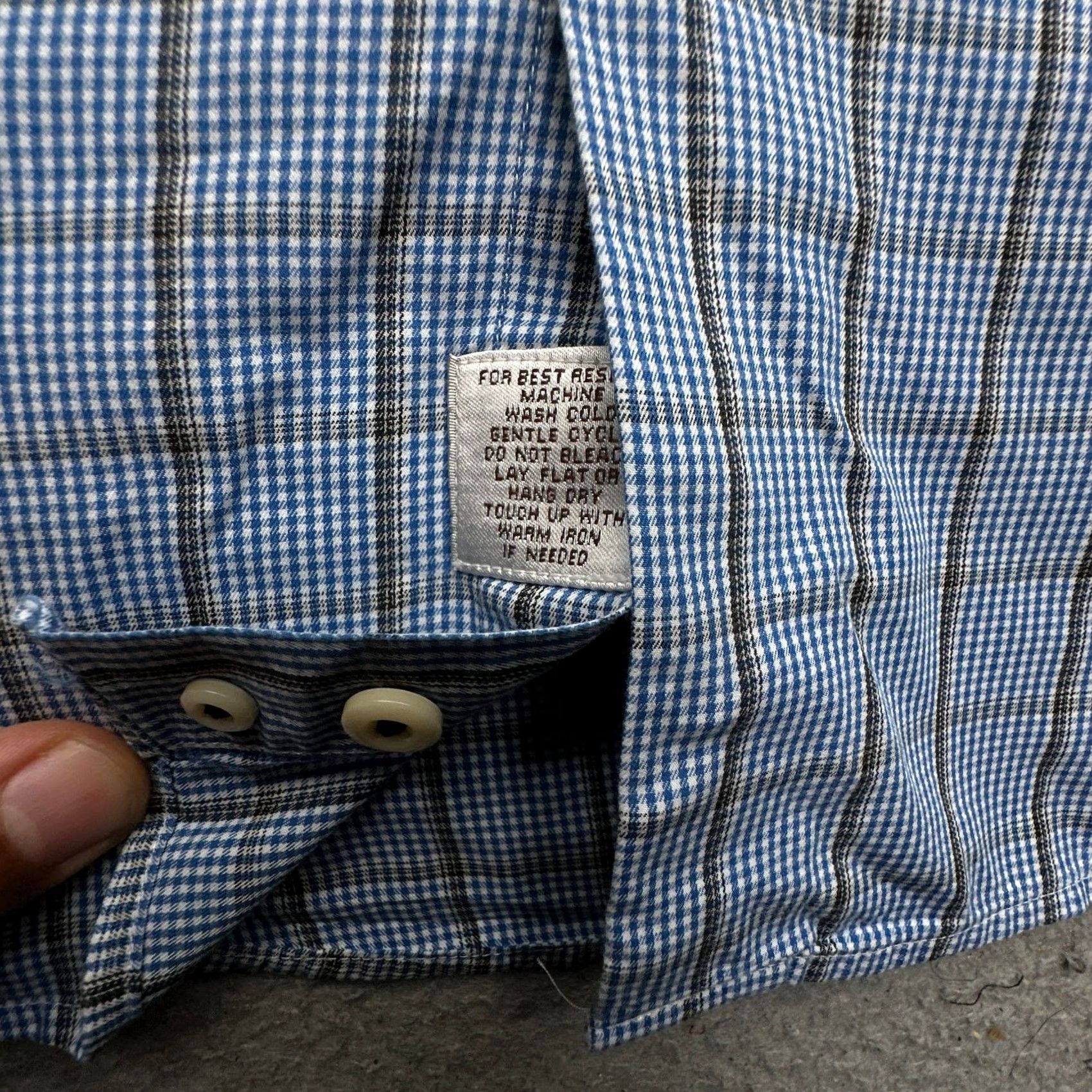 Peter Millar Peter Millar Plaid Dress Shirt Mens Large Long Sleeve Button-Down Blue Black Size 42R - 7 Thumbnail