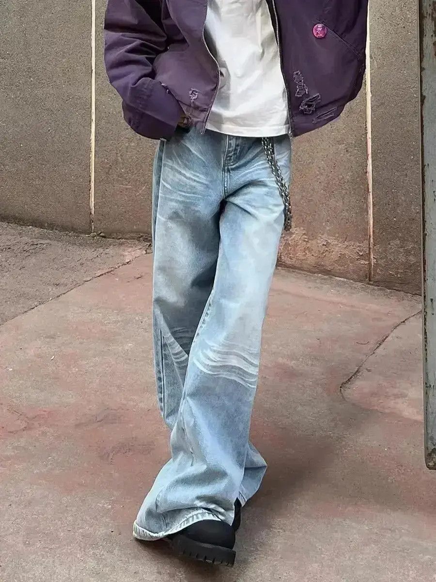 Japanese Brand Retro wide leg light colored slightly flared jeans Size US 34 / EU 50 - 3 Thumbnail