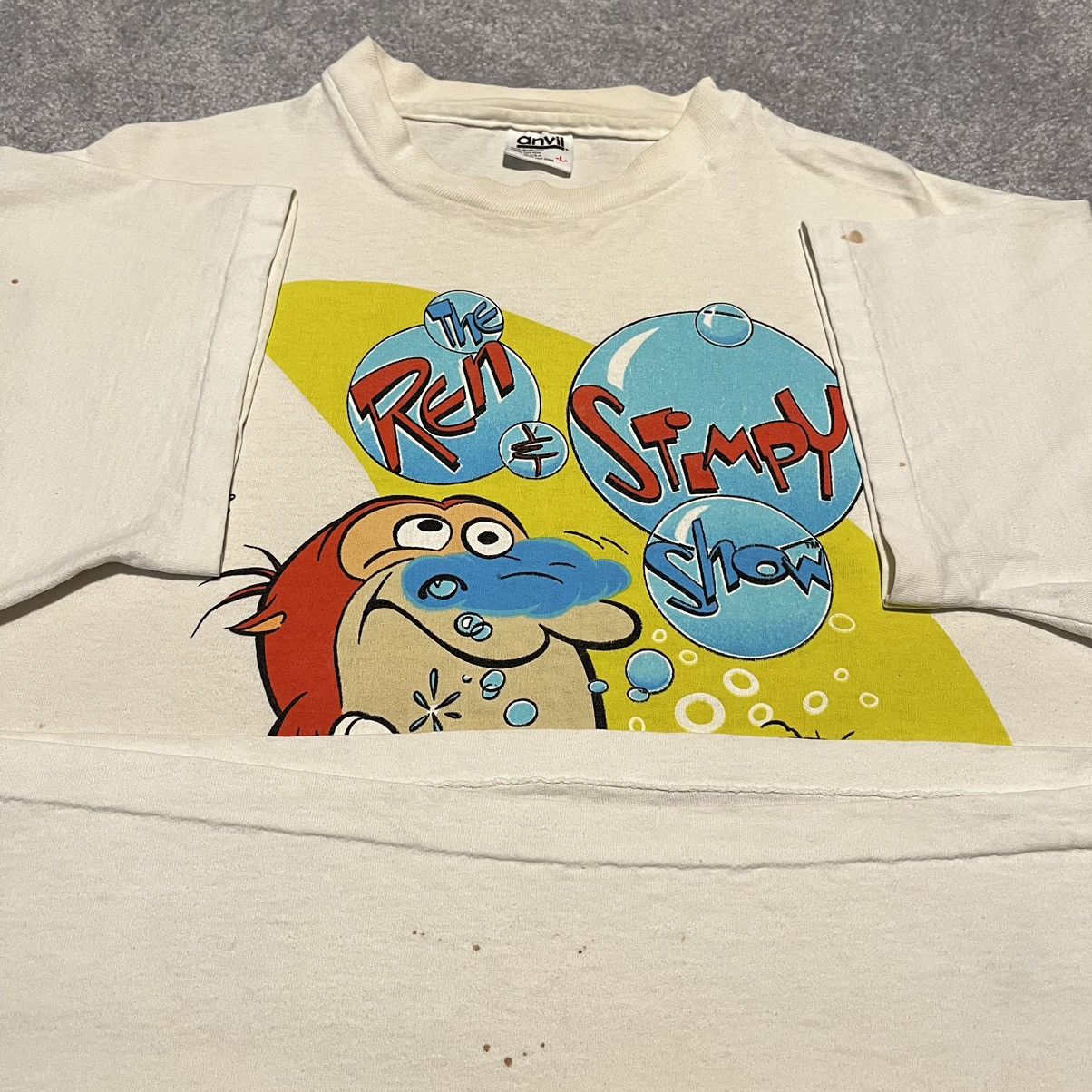 Nickelodeon Vintage 1990s Ren and Stimpy Show Nicktoons Bathtub Logo Tee Size US L / EU 52-54 / 3 - 3 Thumbnail