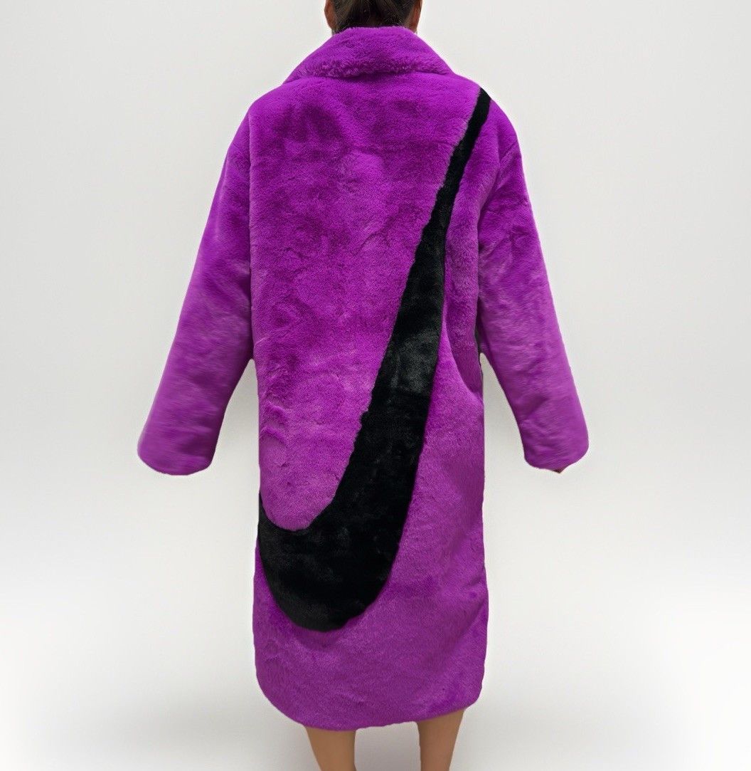 Nike New Nike Faux Fur Plush Coat Vivid Driftwood Jacket Swoosh Size M / US 6-8 / IT 42-44 - 3 Thumbnail