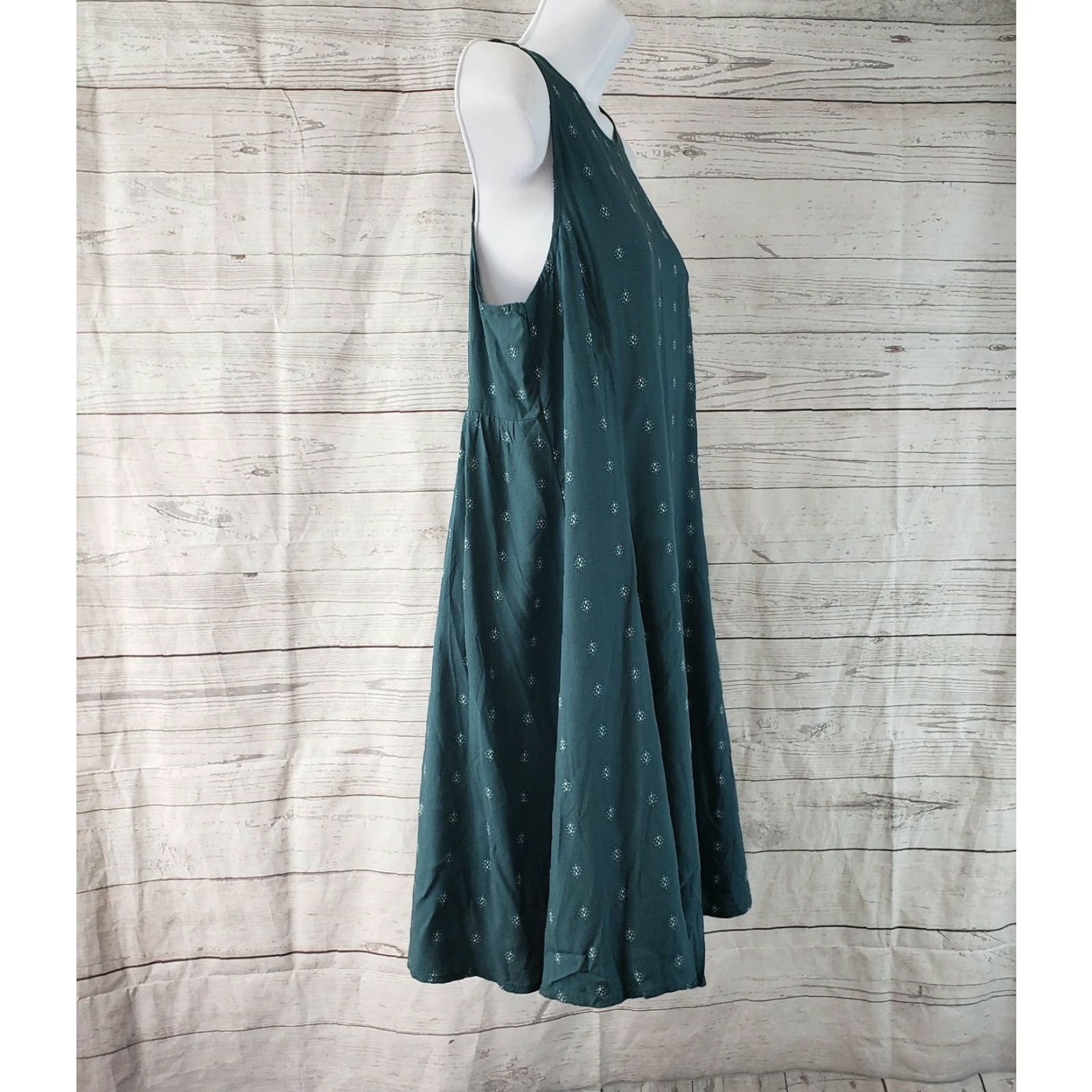 Old Navy VINTAGE Old Navy Womens Dress Sz S Green Teal Sleeveless Rayon A-Line Casual Short 31" Womens Size S / US 4 / IT 40 - 3 Thumbnail