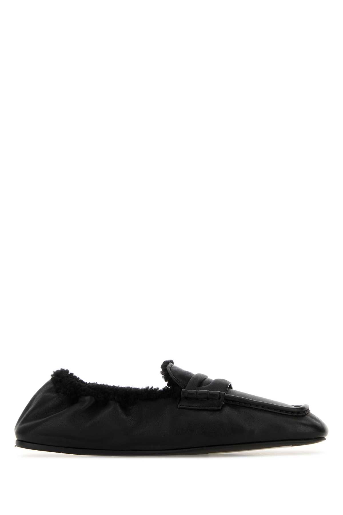 Miu Miu Black Nappa Leather Ruches Loafers Size US 8.5 / IT 38.5 - 1 Thumbnail