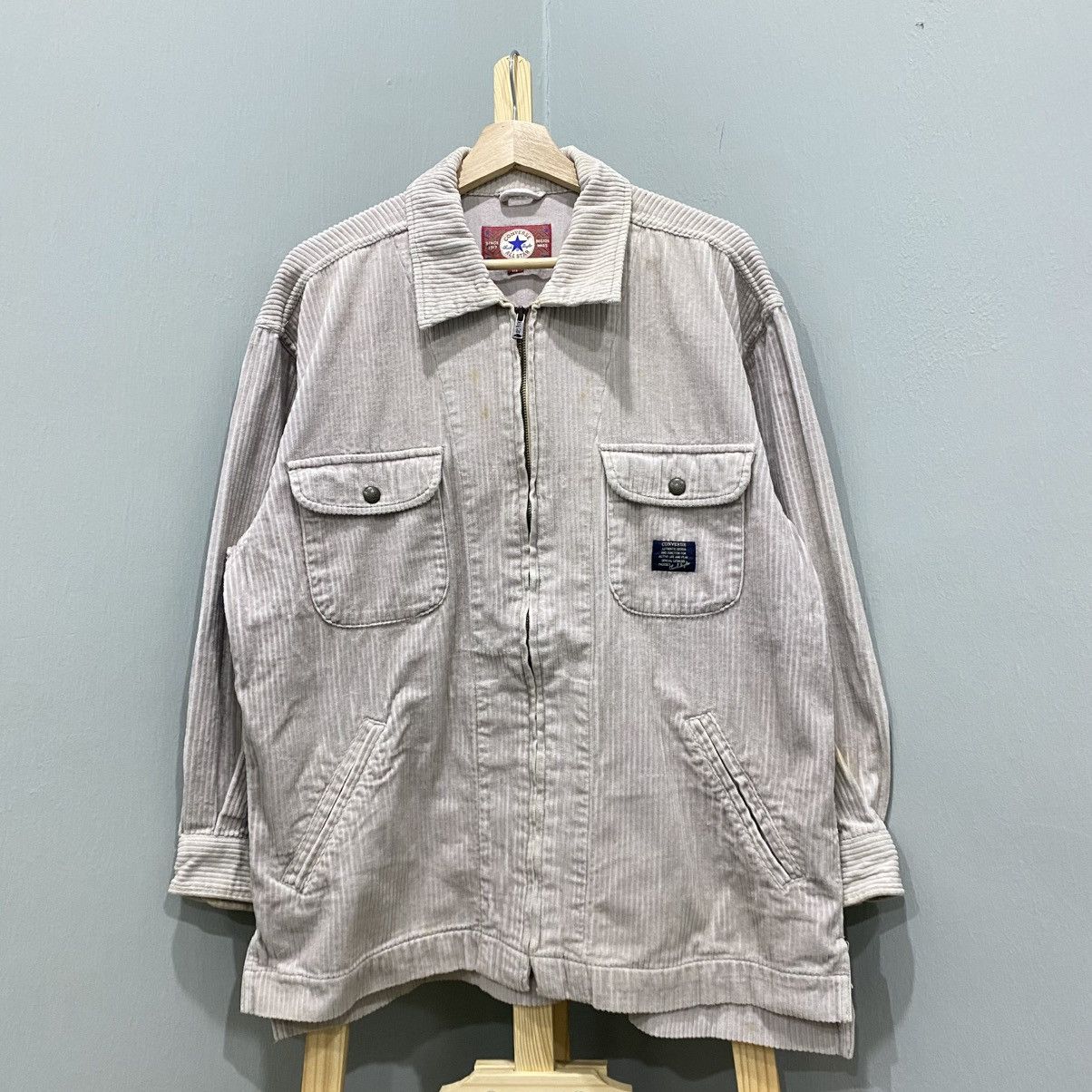 Converse Vintage 90s Converse All Star Corduroy Zip-Up Work Jacket Size US M / EU 48-50 / 2 - 1 Thumbnail