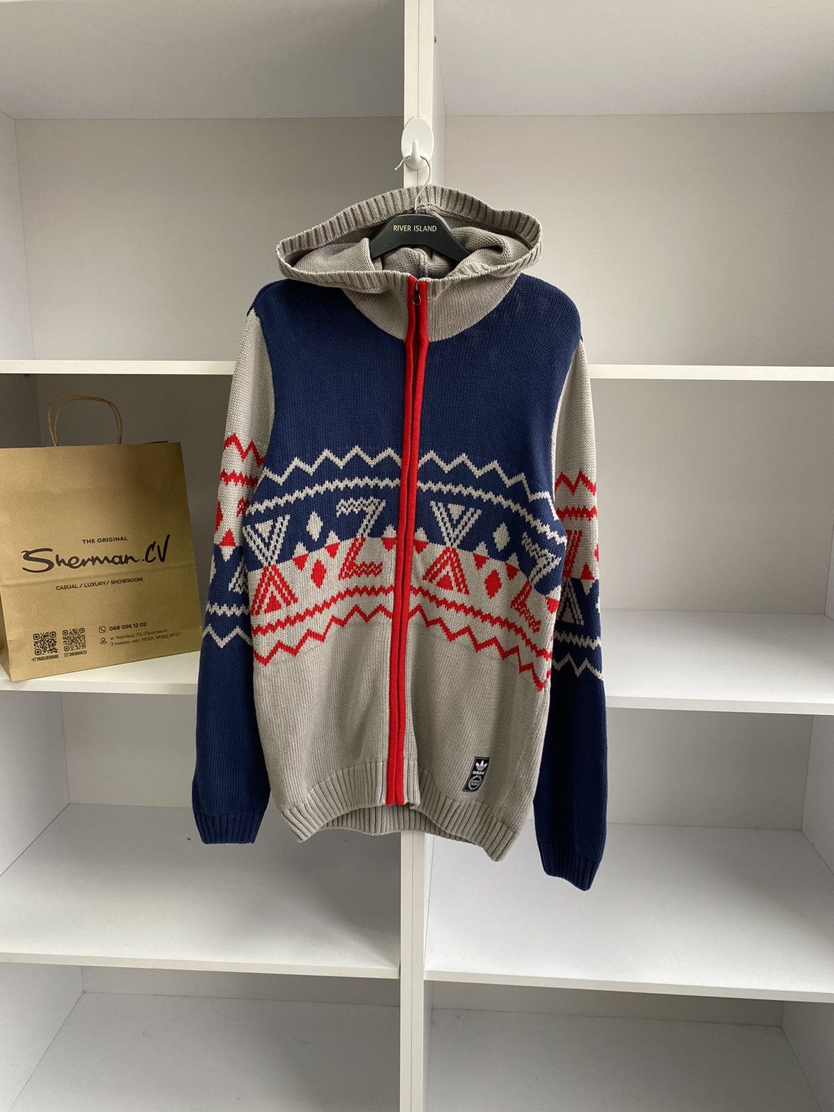 Adidas × Vintage Vintage Adidas Originals Knitted Zip Hoodie Size US L / EU 52-54 / 3 - 1 Thumbnail