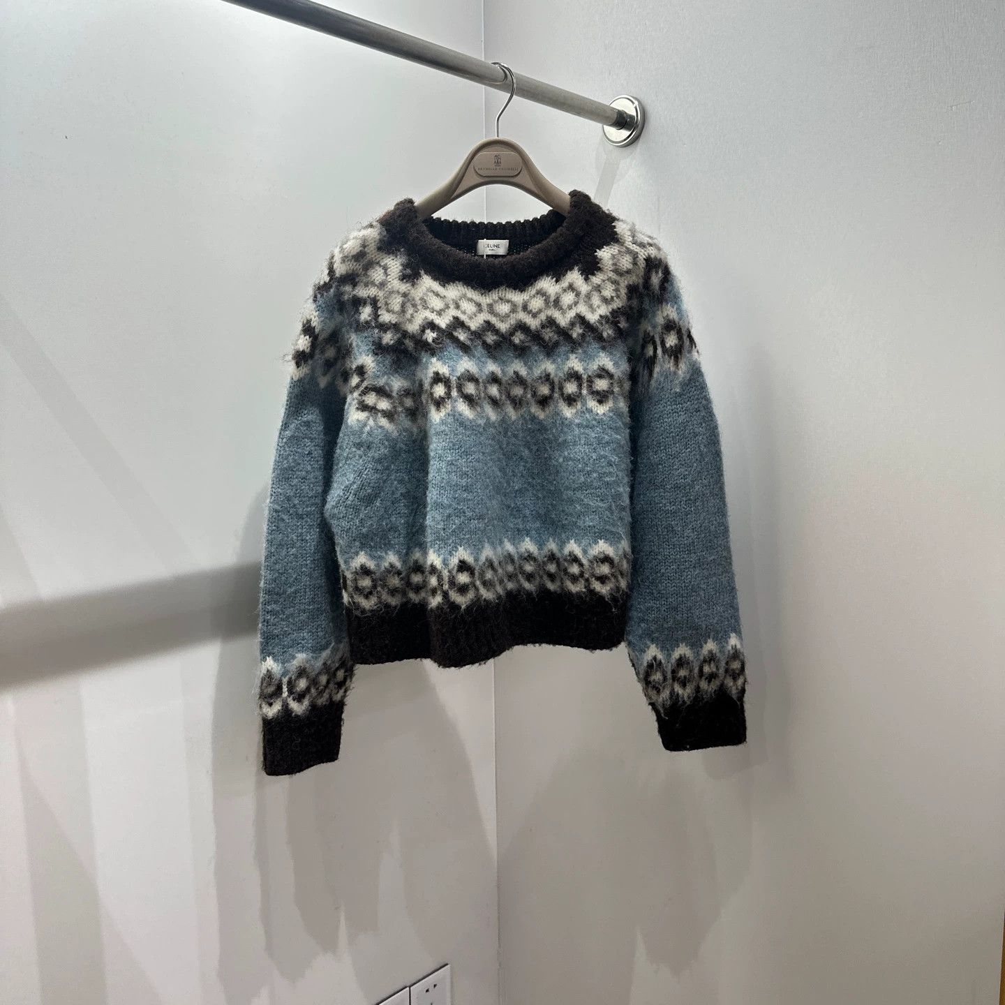Celine Celine apr295 NWT Blue Fair Isle Wool Sweater M Size M / US 6-8 / IT 42-44 - 1 Thumbnail
