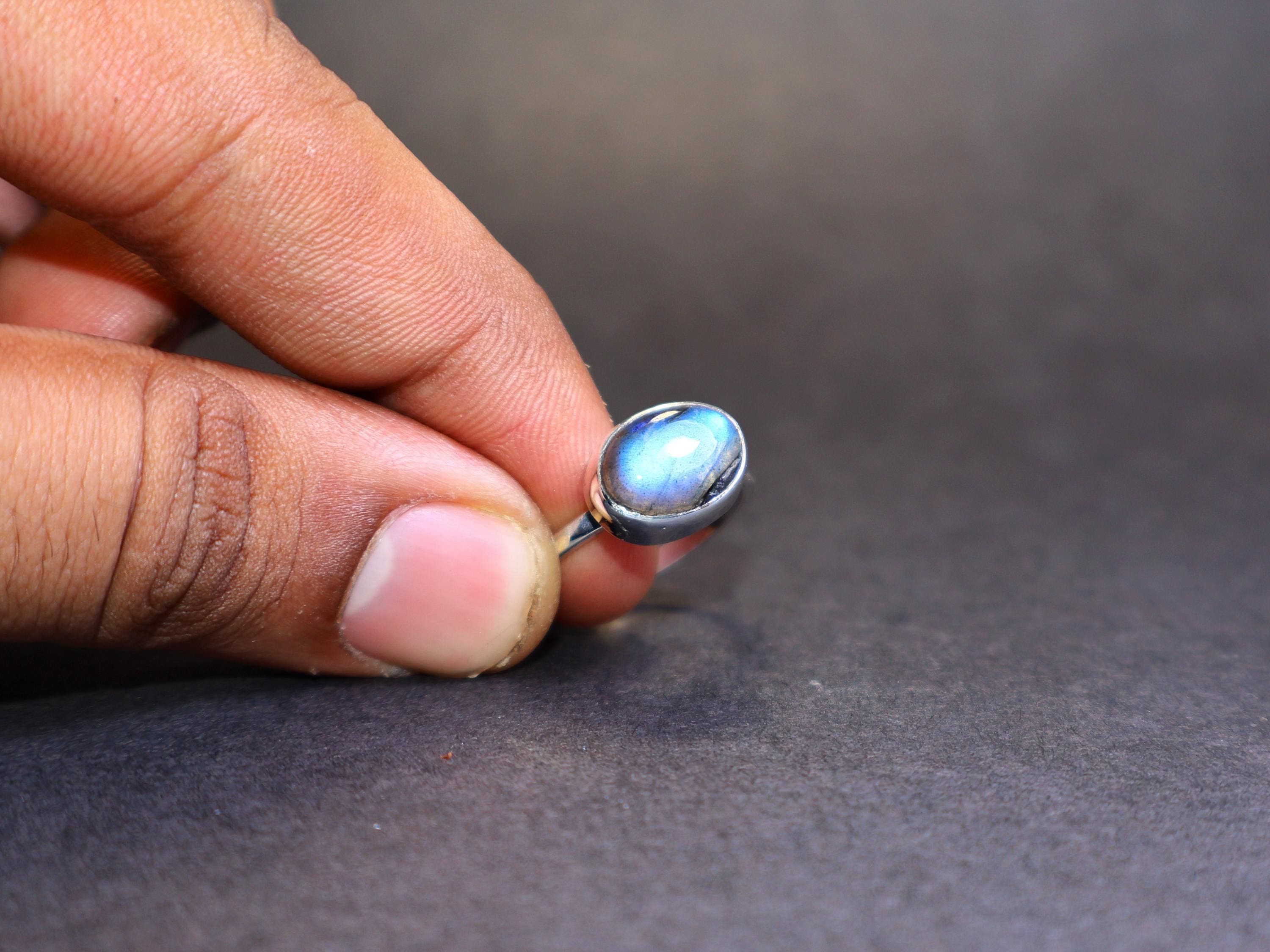 Handmade Labradorite Ring, 925 Sterling Silver Handmade Gemstone Ring Size ONE SIZE - 5 Thumbnail