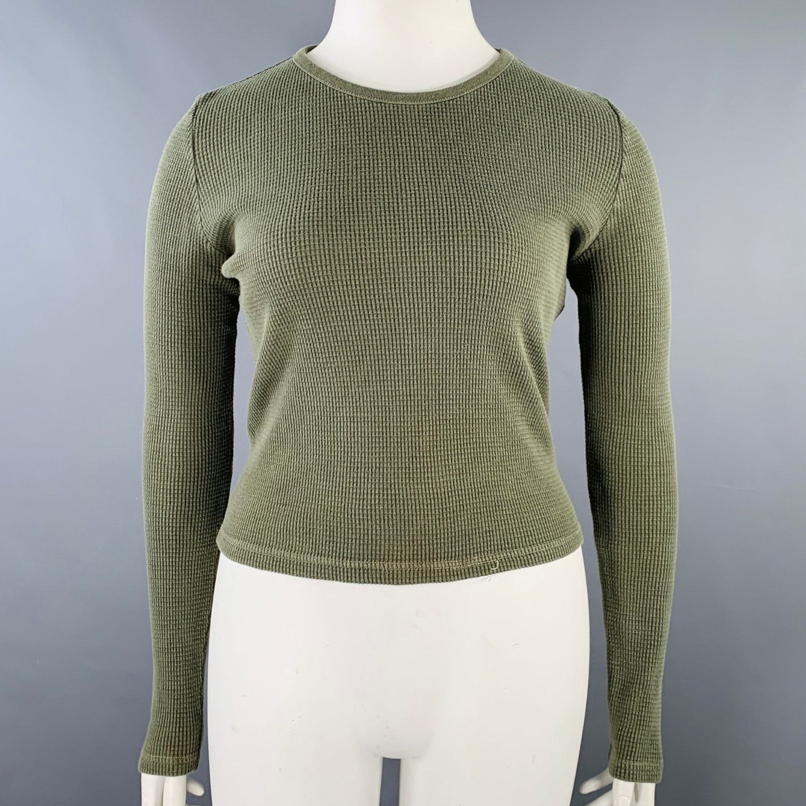 Ralph Lauren Size L Green Olive Cotton Waffle Knit Crew Neck Pullover Size L / US 10 / IT 46 - 1 Thumbnail