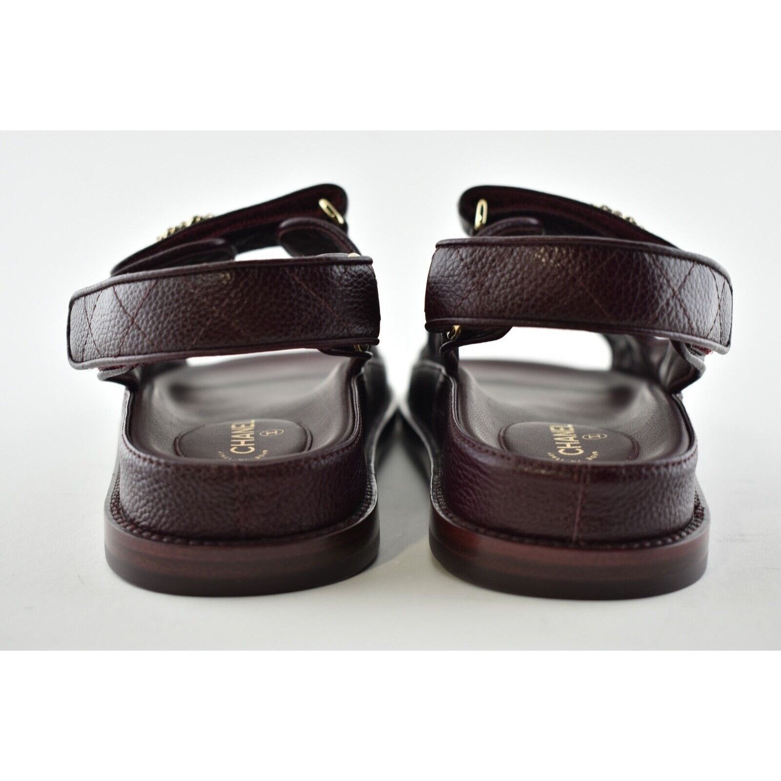 Chanel Chanel 21C Burgundy Red Caviar Gold CC Logo Mule Slide Size US 7.5 / IT 37.5 - 11 Thumbnail