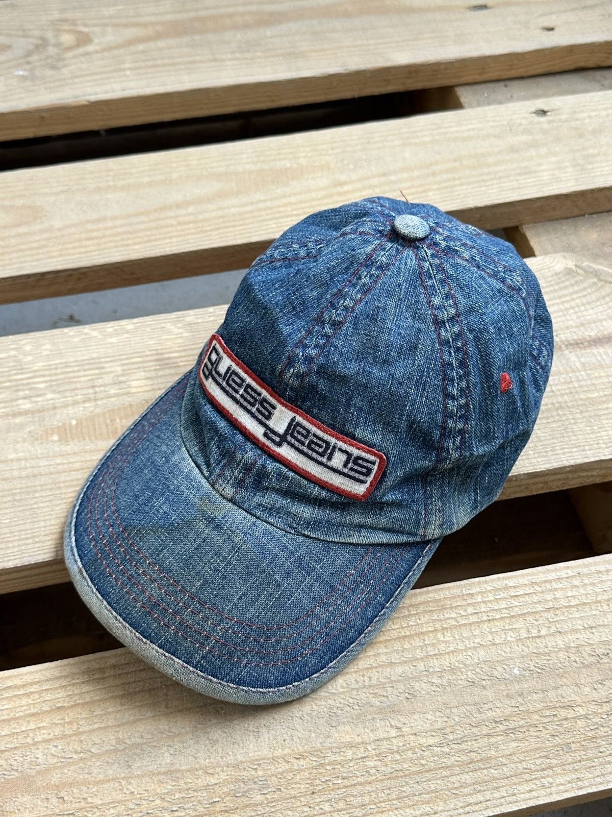 Guess Vintage Guess Blue Denim Leather Strap Cap Size ONE SIZE - 2 Thumbnail