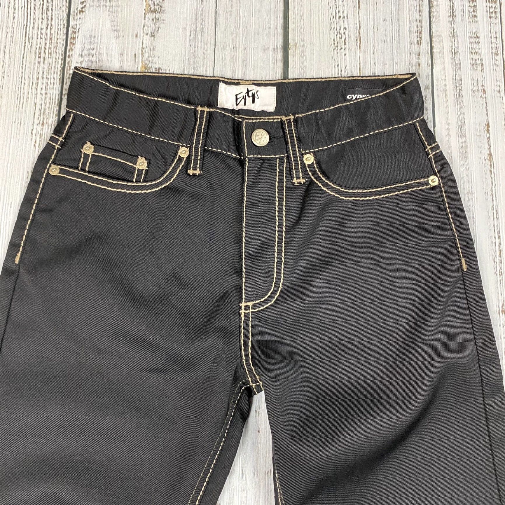 Eytys EYTYS Jeans 26 Black TAR Accented Designer Rick Owens 33.5L Glossy Size US 26 / EU 42 - 2 Thumbnail