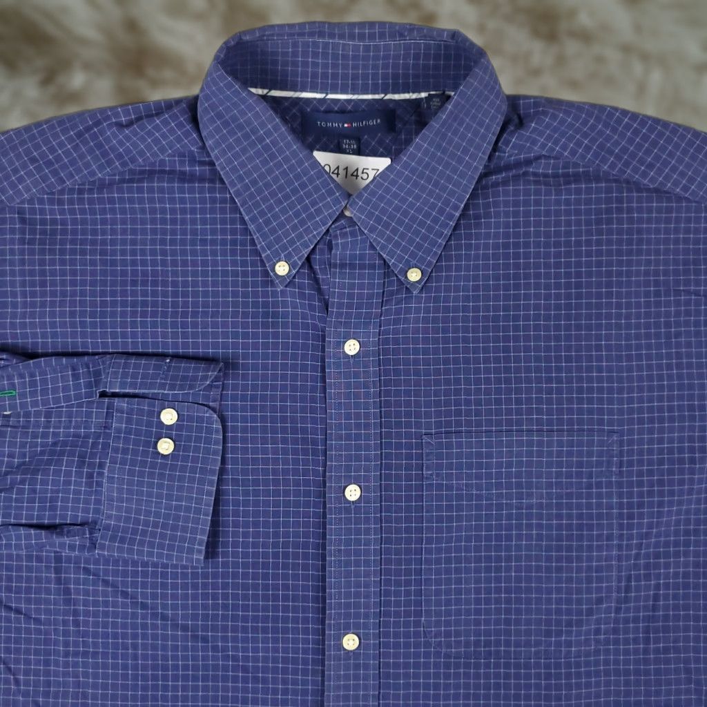 Tommy Hilfiger Tommy Hilfiger Blue Check Button-Up Shirt Mens XL Long Sleeve Casual Classic Size US XL / EU 56 / 4 - 1 Thumbnail