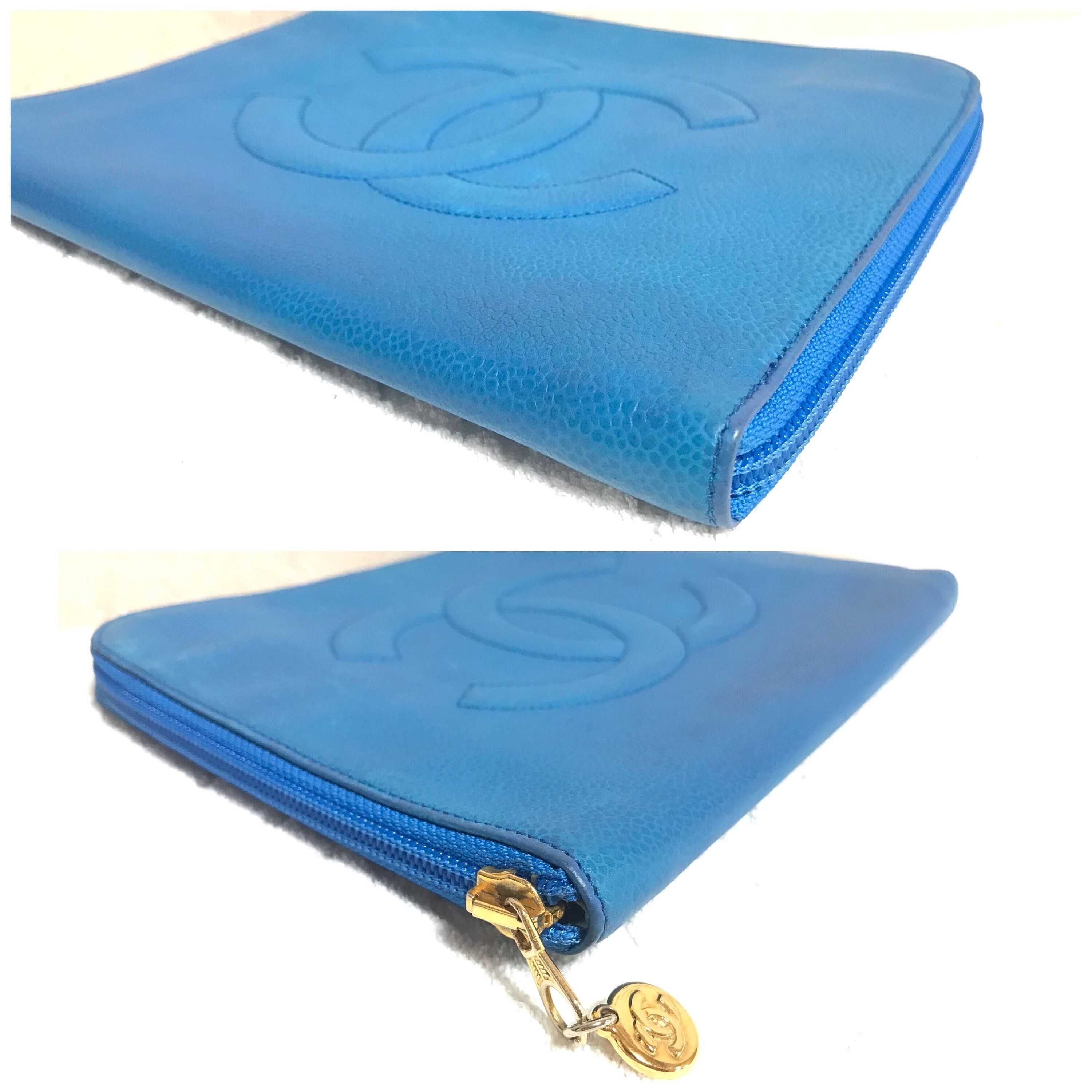 Chanel Vintage CHANEL blue caviar clutch bag, iPhone case, large wa Size ONE SIZE - 7 Thumbnail