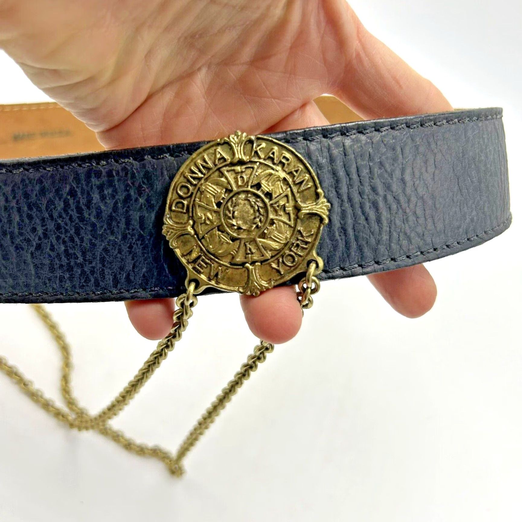 DKNY VINTAGE DKNY Belt Women Small S Black Leather Chain 80s USA Adjustable Double Chain Leather Belt Women Mens? Size ONE SIZE - 6 Thumbnail