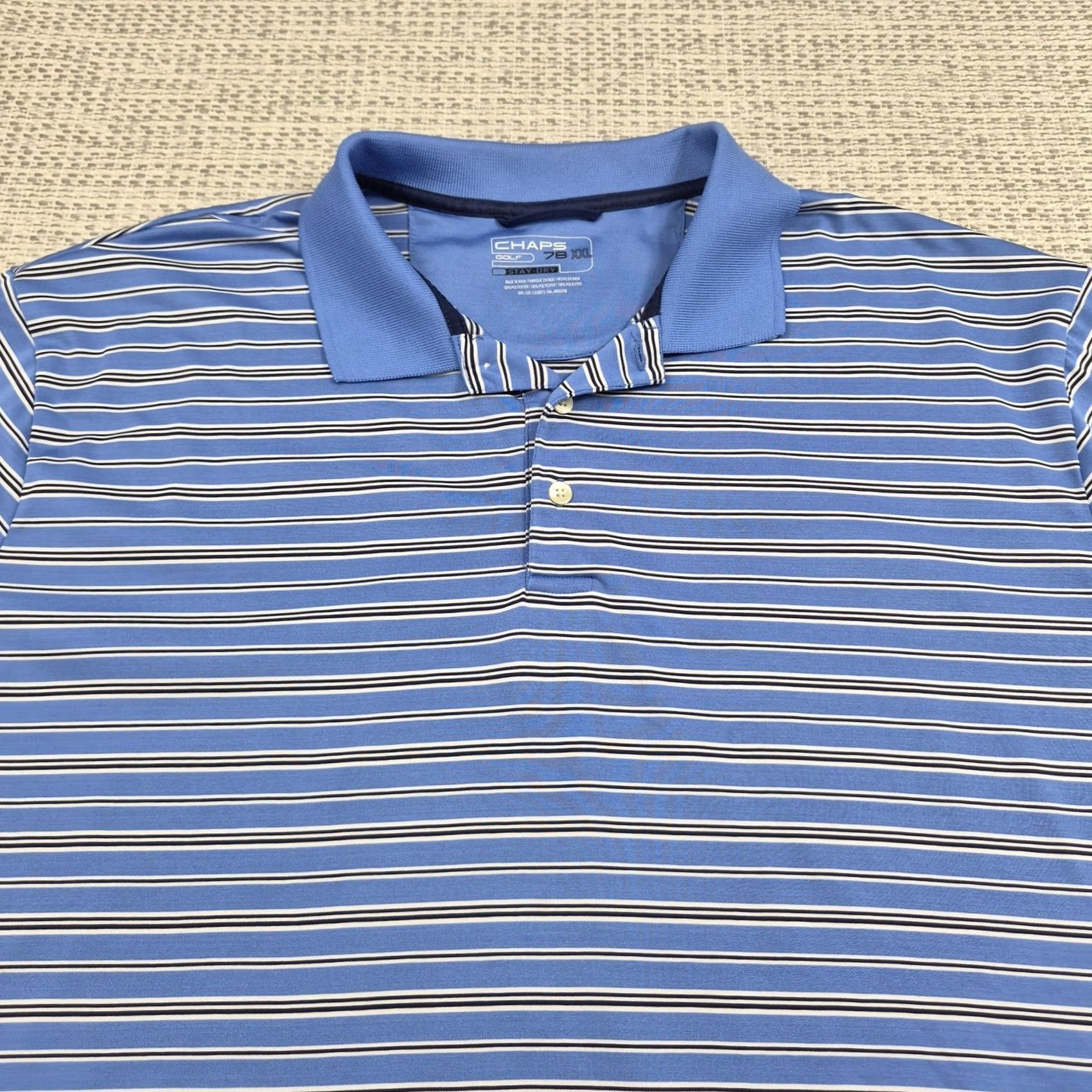 Chaps Chaps Golf Polo Shirt Mens 2XL Blue Stripe Stay-Dry Performance Moisture Wicking Shirt Size US XXL / EU 58 / 5 - 5 Thumbnail