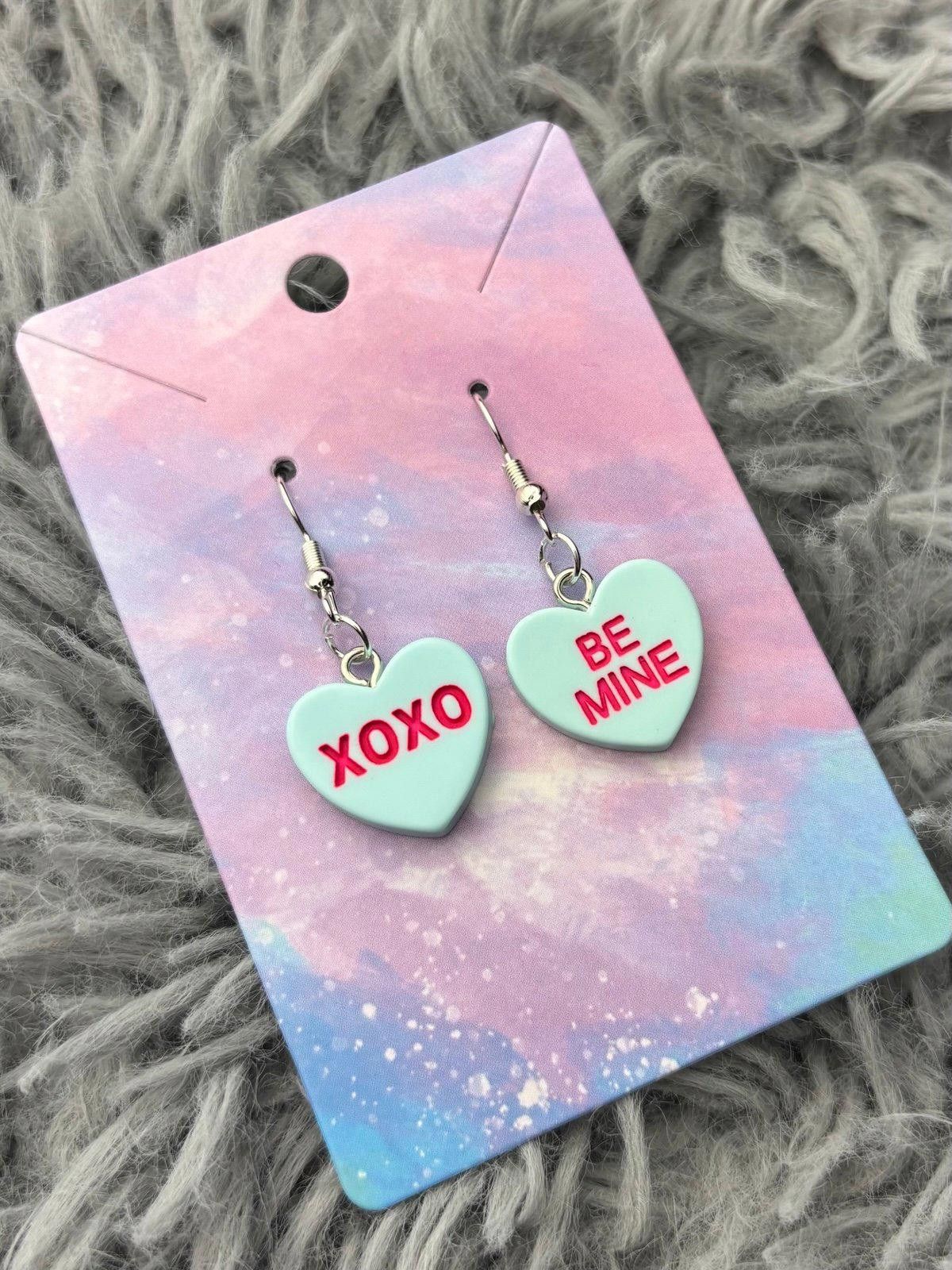 Handmade Blue Heart valentines sweethearts earrings Size ONE SIZE - 1 Preview