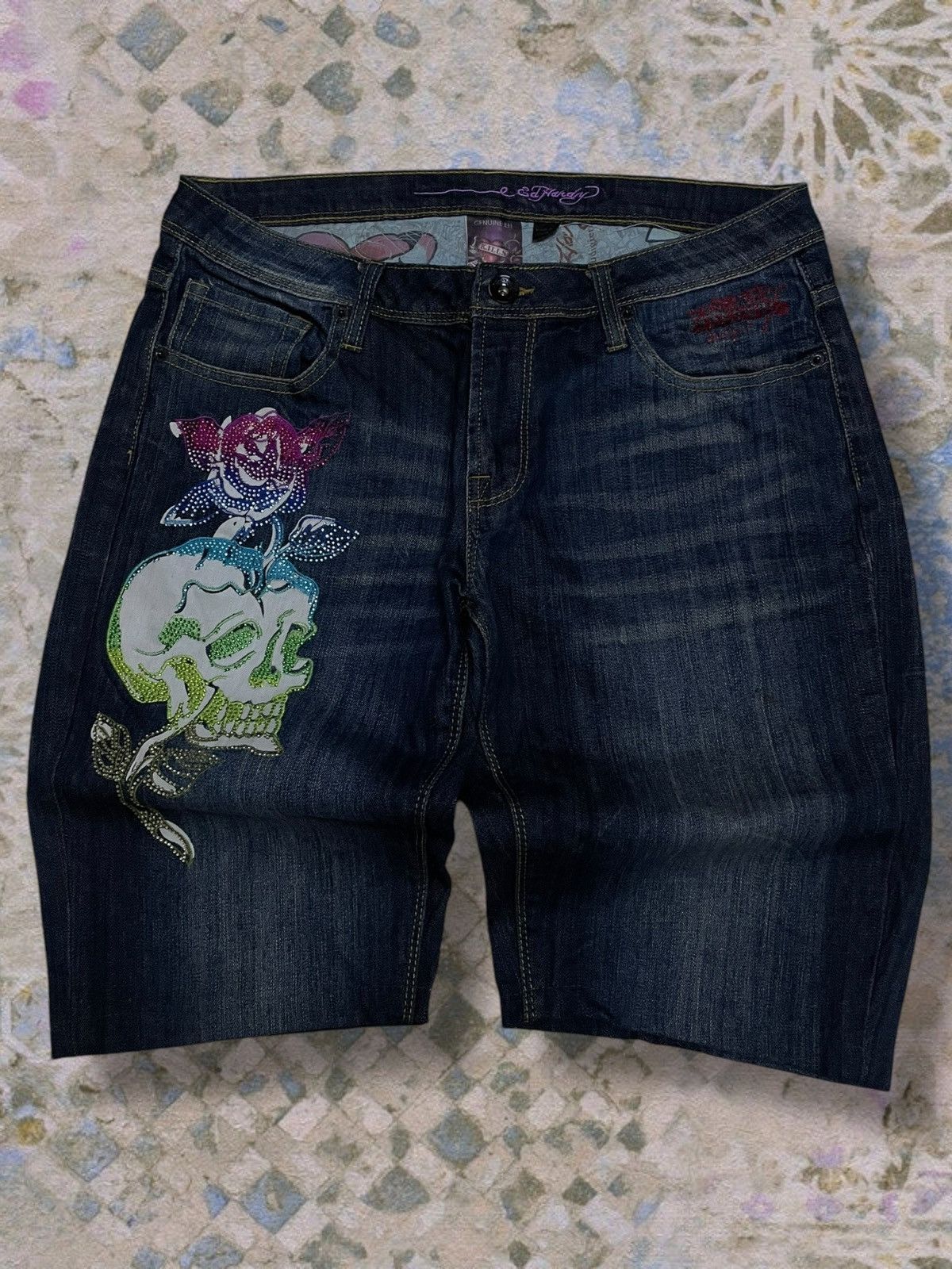 Vintage 90s Authentic Designer Christian Audiger Skull Denim