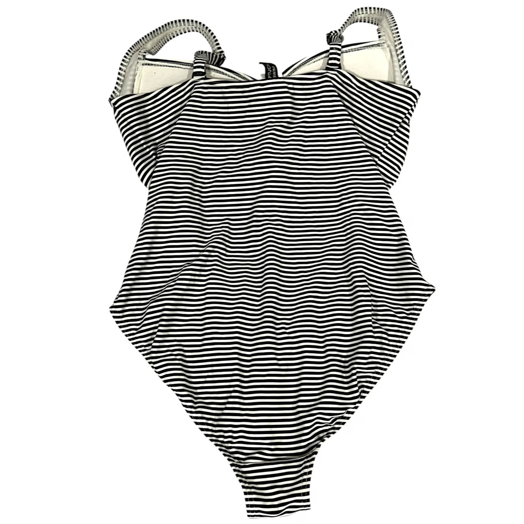 Vintage NIP TUCK SWIM Joanne One-Piece Swimsuit Black Stripe Size 12 Sorrento Slimming - Regular, Women, Nylon Spandex, Striped, Black, 12, preowned, swimsuit Size ONE SIZE - 4 Thumbnail