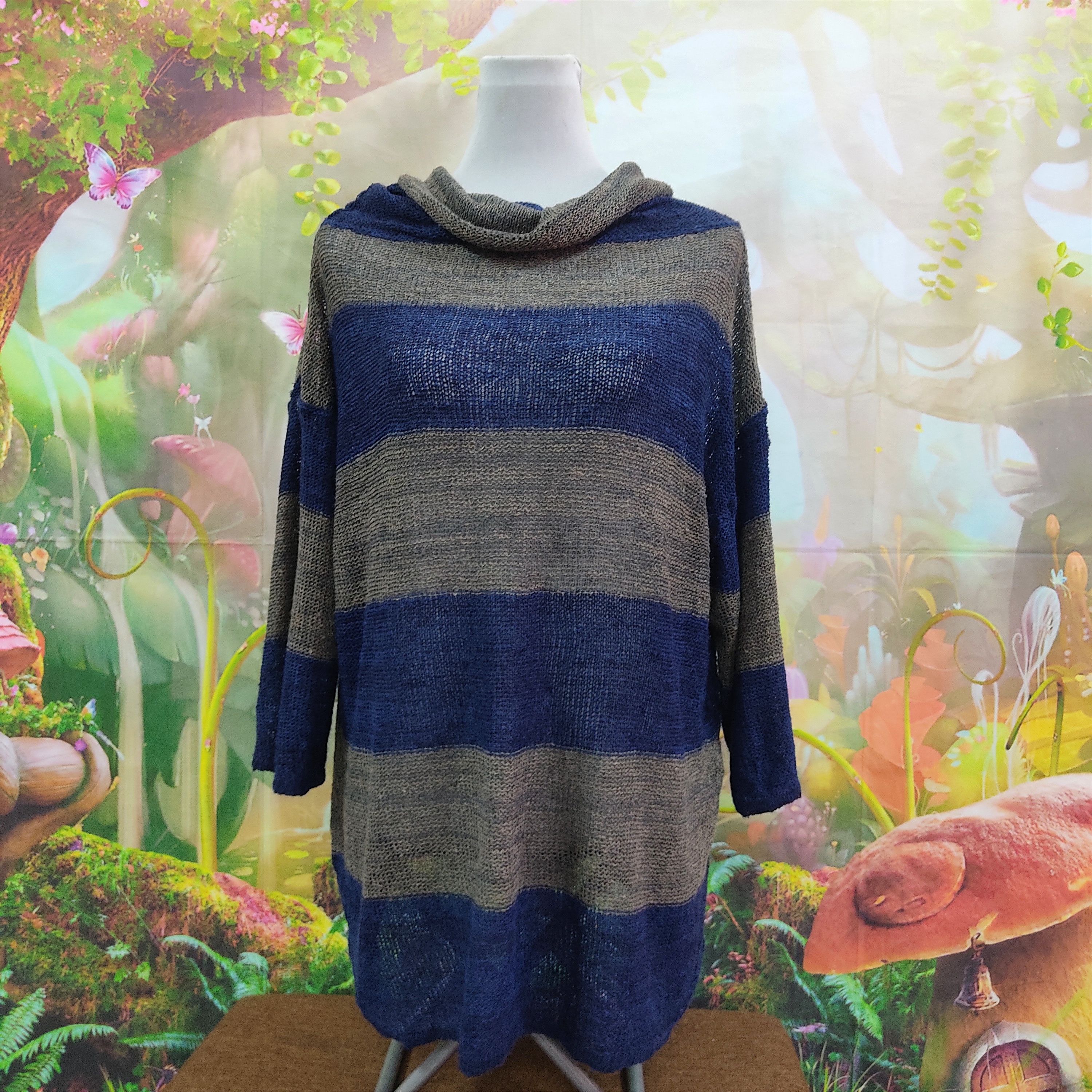 Issey Miyake Vintage 70s ISSEY MIYAKE Stripe Linen Knit Cowl Neck Jumper Size US M / EU 48-50 / 2 - 3 Thumbnail