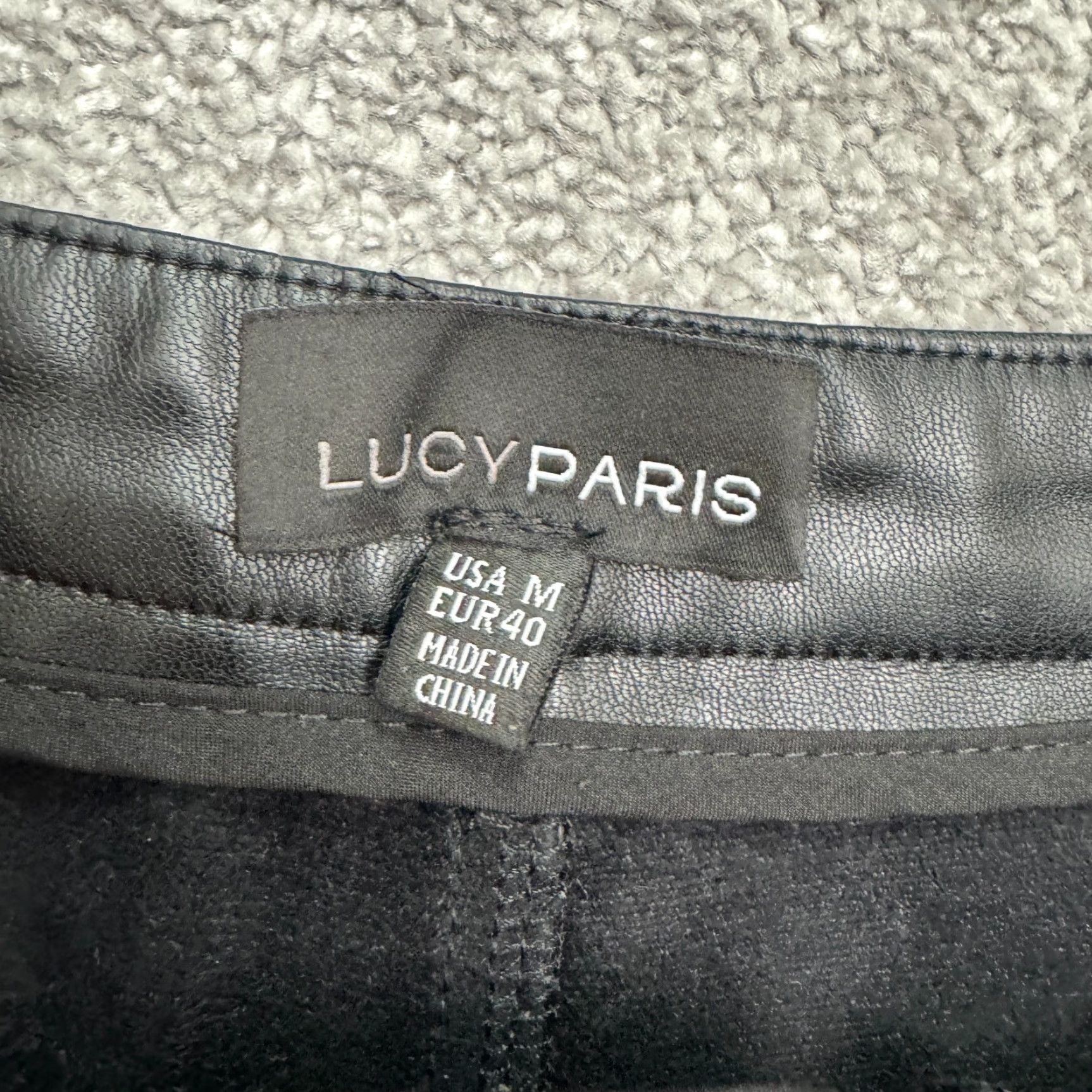 Vintage Lucy Paris Pants Womens Medium Black High Rise PU Faux Leather Wide-Leg Trousers" Size 32" / US 10 / IT 46 - 7 Thumbnail
