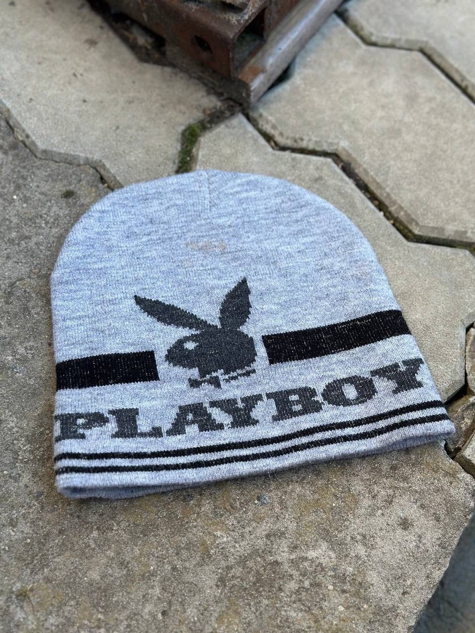 Playboy Vintage Playboy Beanie Grey Knit Hat Y2K Streetwear Cyber Size ONE SIZE - 1 Thumbnail