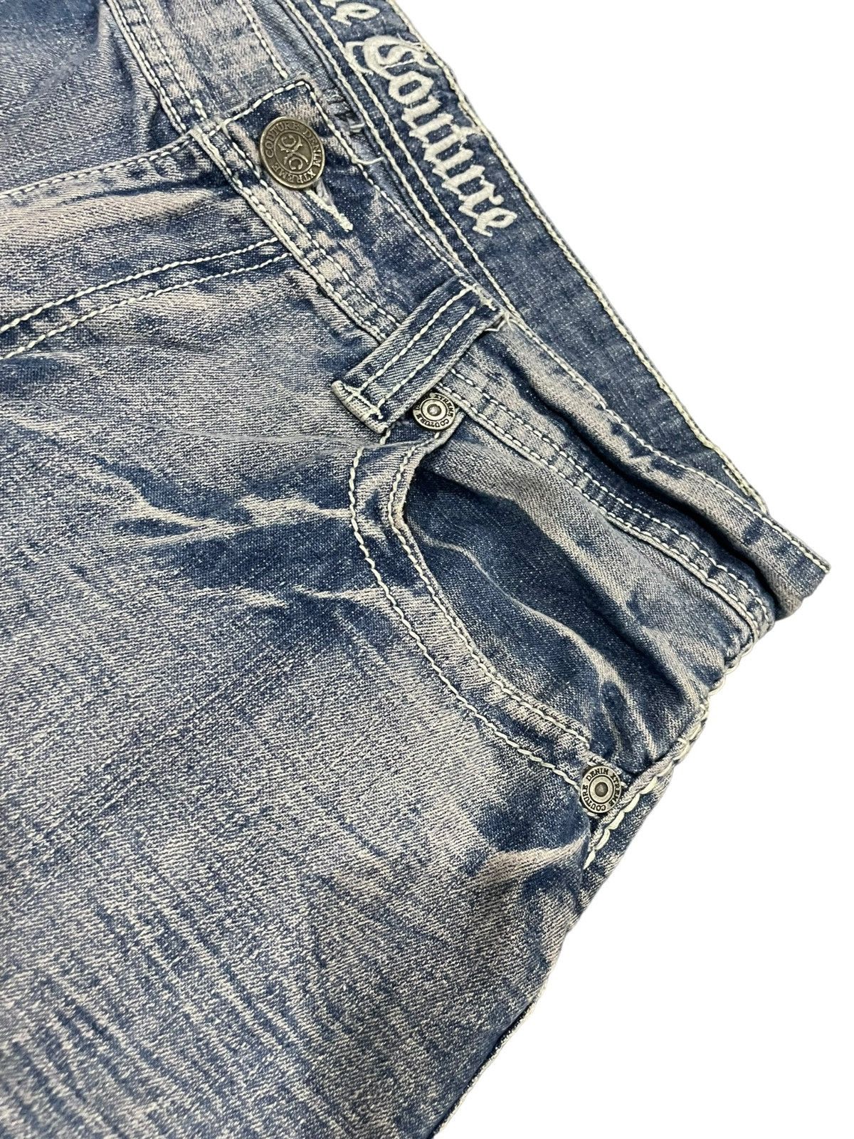 If Six Was Nine Xtreme Couture Cross Pocket Jeans Size US 35 - 16 Thumbnail