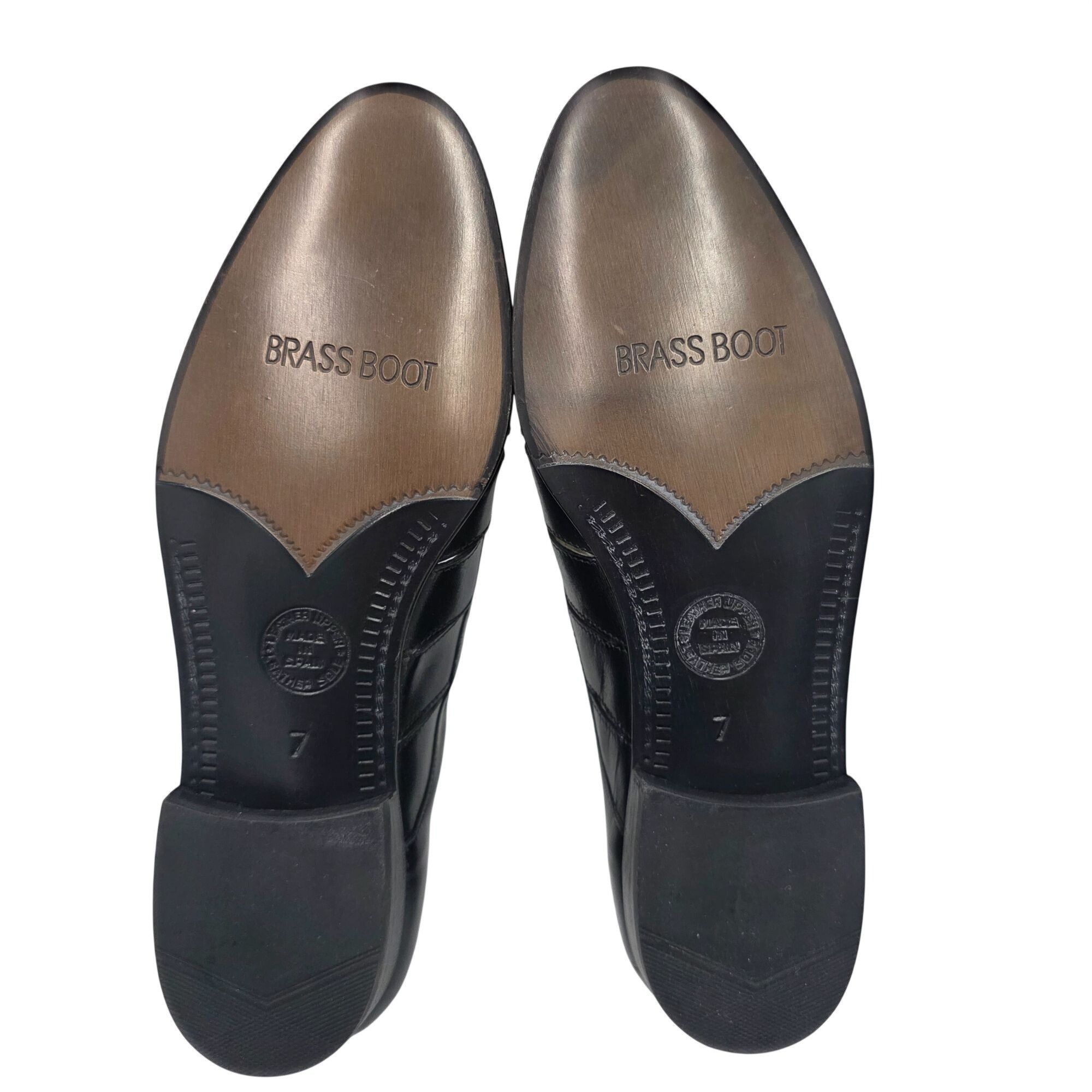 Other Vintage NEW Brassboot Spain Men 7 Black Leather Loafer Dress Size US 7 / EU 40 - 3 Thumbnail