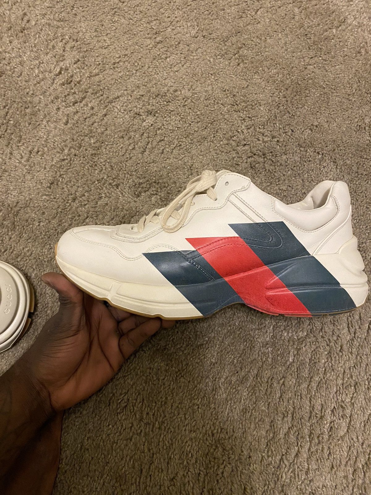 Gucci Gucci Men's White Leather Rhyton Sneaker Size US 10.5 / EU 43-44 - 1 Thumbnail