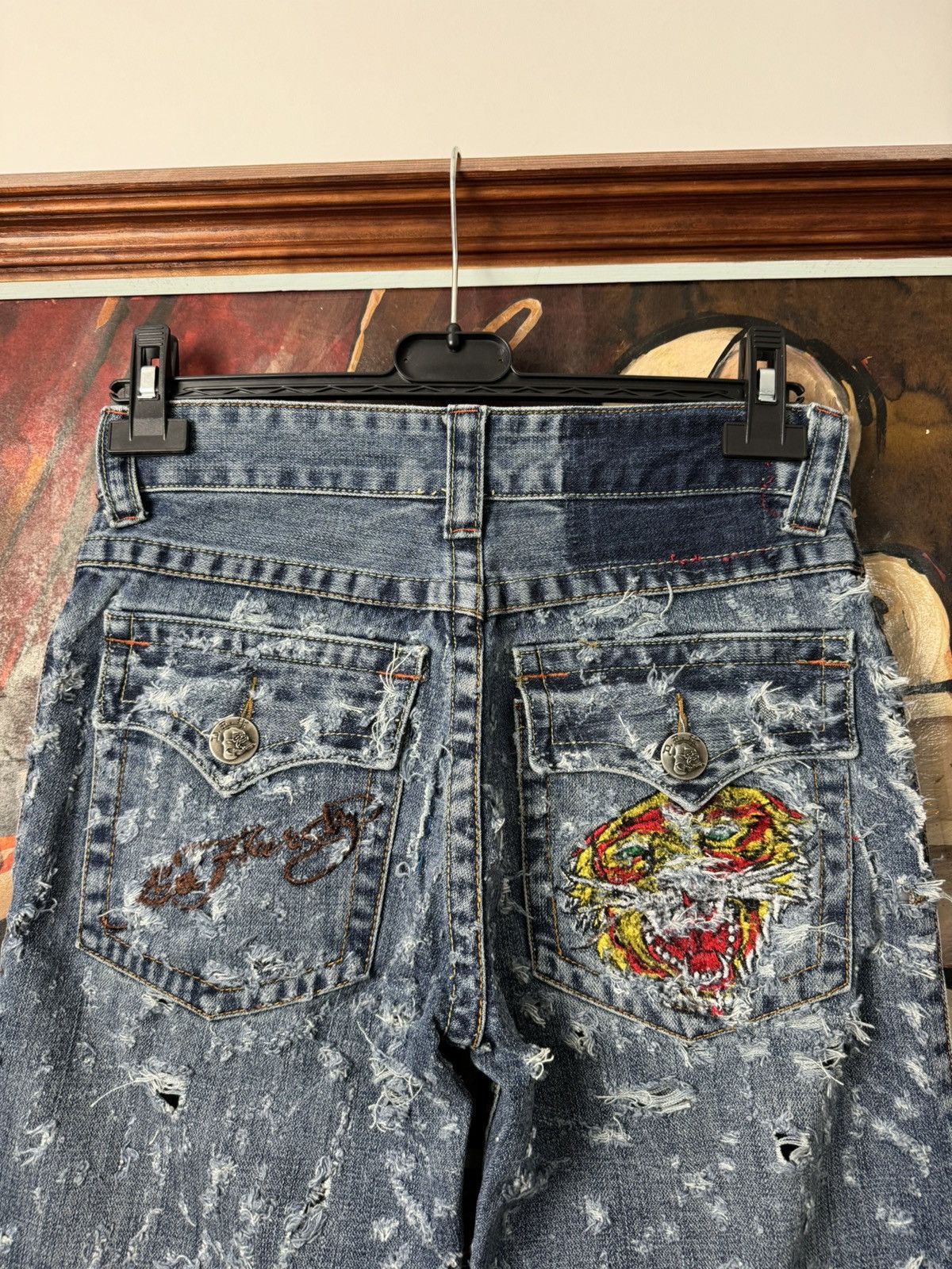 Ed Hardy Vintage Y2k Denim Ed Hardy Jeans Distressed Drip Rare Size US 29 - 4 Thumbnail