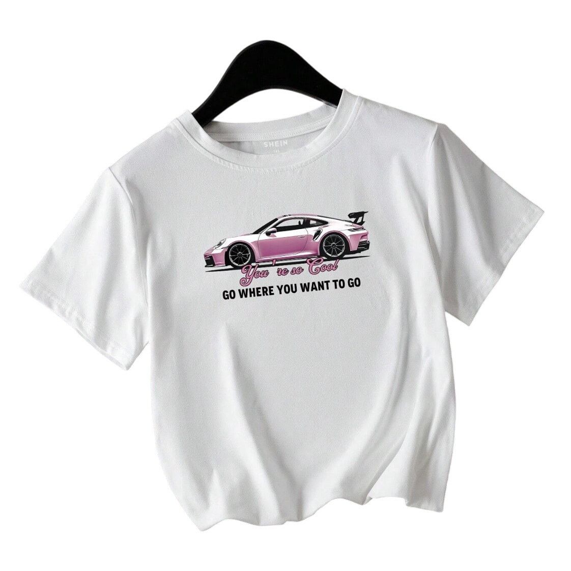 Shein You're So Cool Car Graphic T-Shirt in White, Size 3XL Size 3XL / US 20-22 - 2 Thumbnail