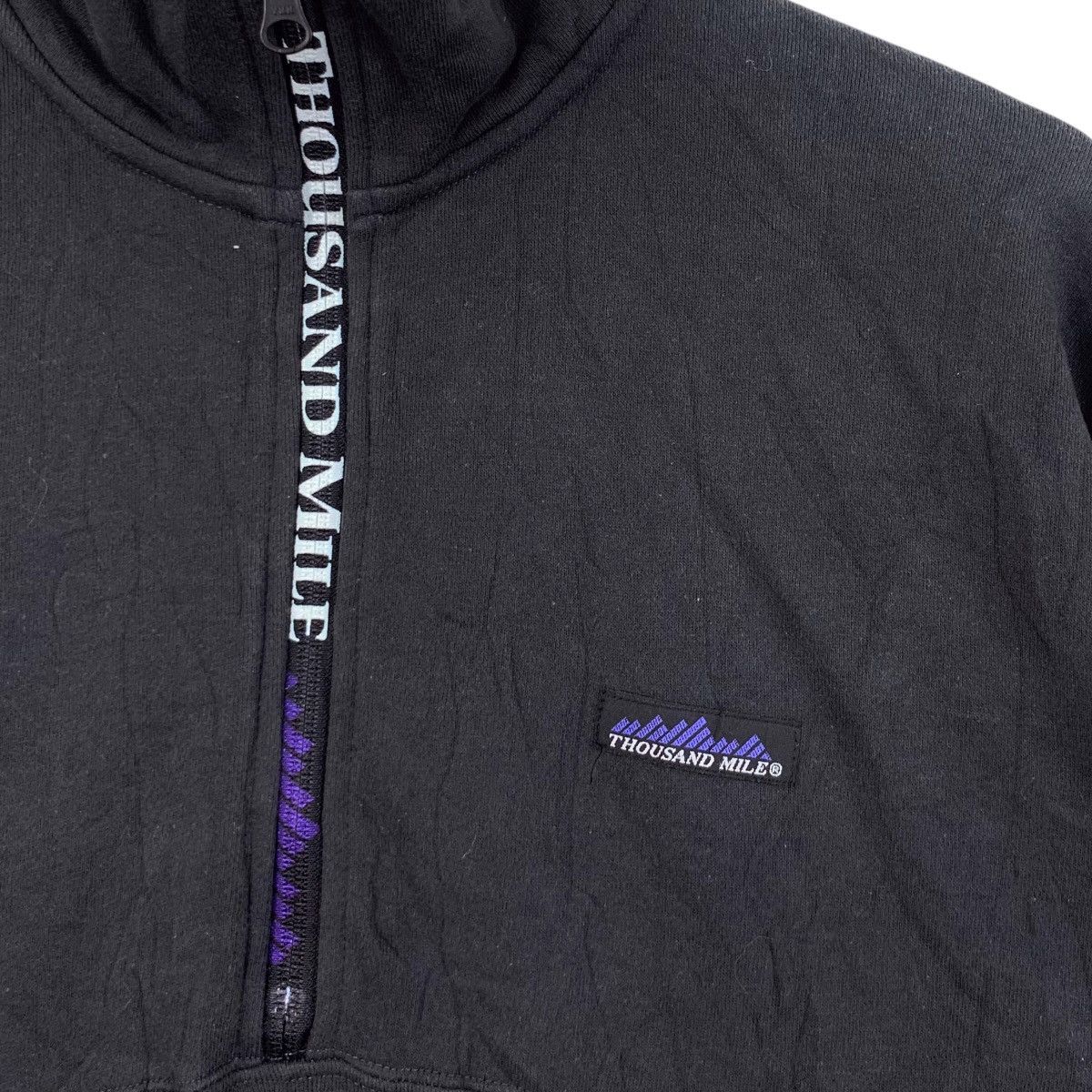 Vintage Vintage THOUSAND MILE Label Half Zipper Fleece Sweatshirt Size US L / EU 52-54 / 3 - 3 Thumbnail