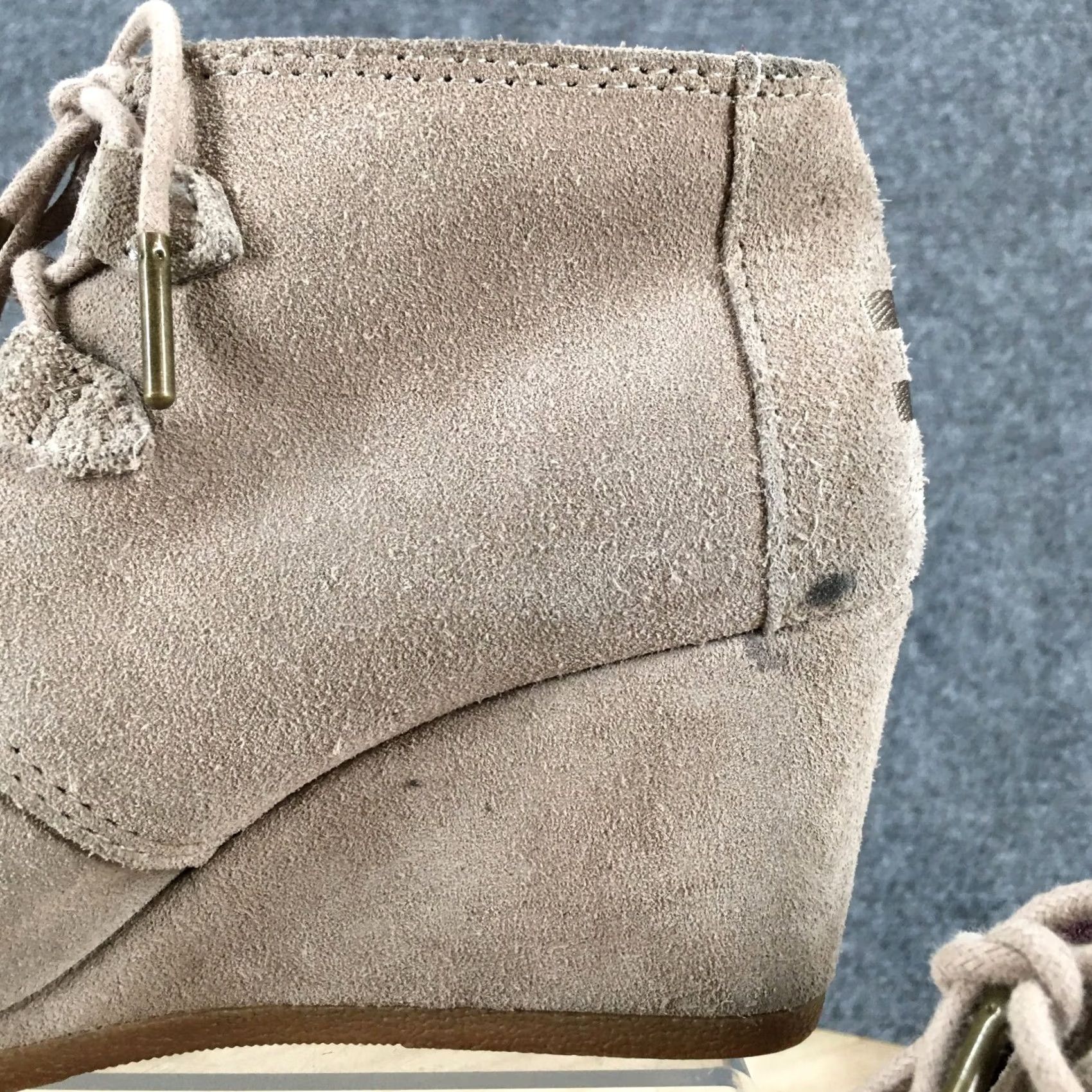 Toms TOMS Boots Women's 7 Wedge Desert Ankle Bootie Lace Up Brown Suede Comfort Casual Shoe Shoes Size US 7 / IT 37 - 4 Thumbnail