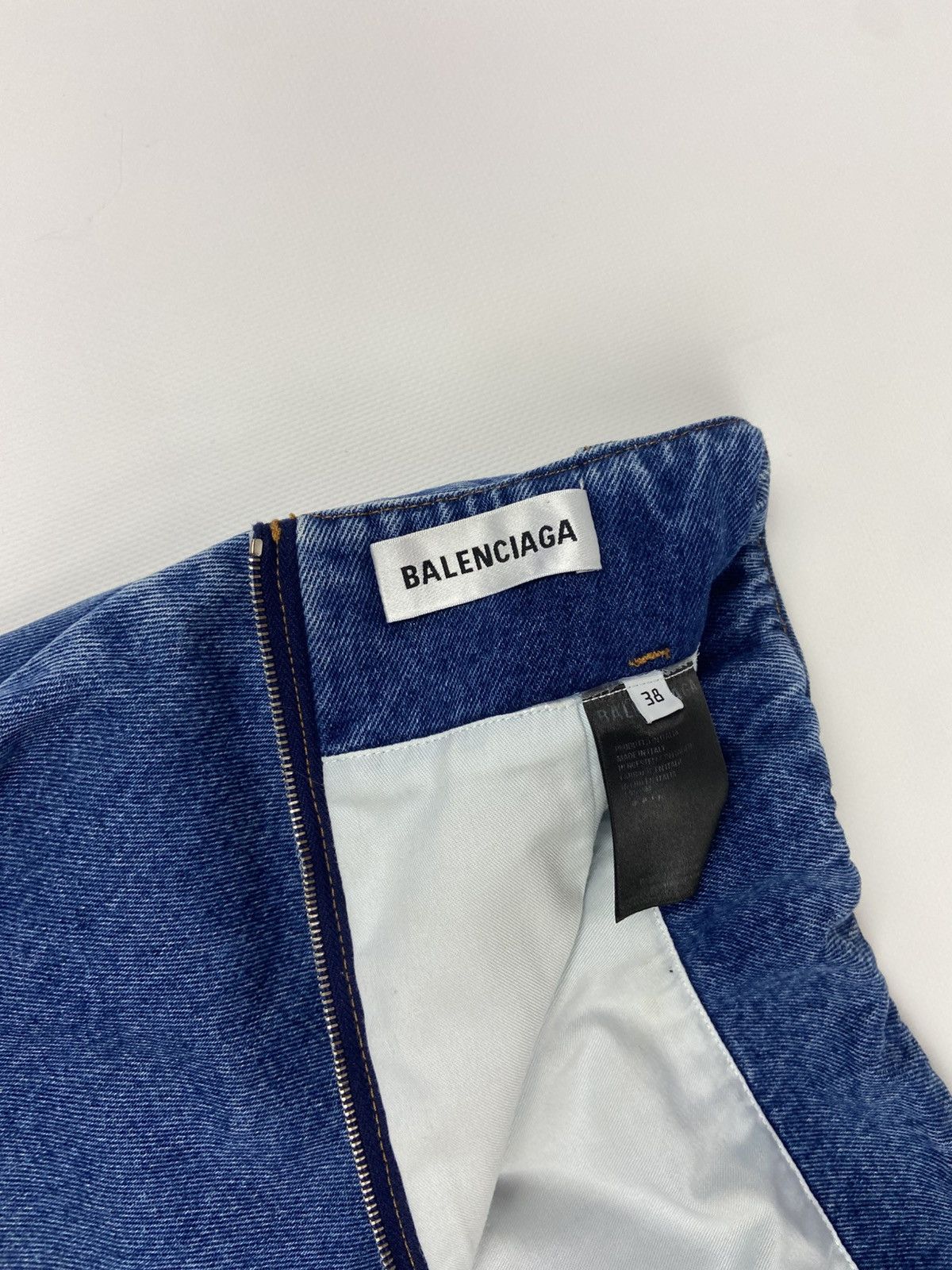 Balenciaga BALENCIAGA GODET PEPLUM-STYLE DENIM KNEE LENGHT SKIRT SZ 38 Size 26" / US 2 / IT 38 - 11 Thumbnail