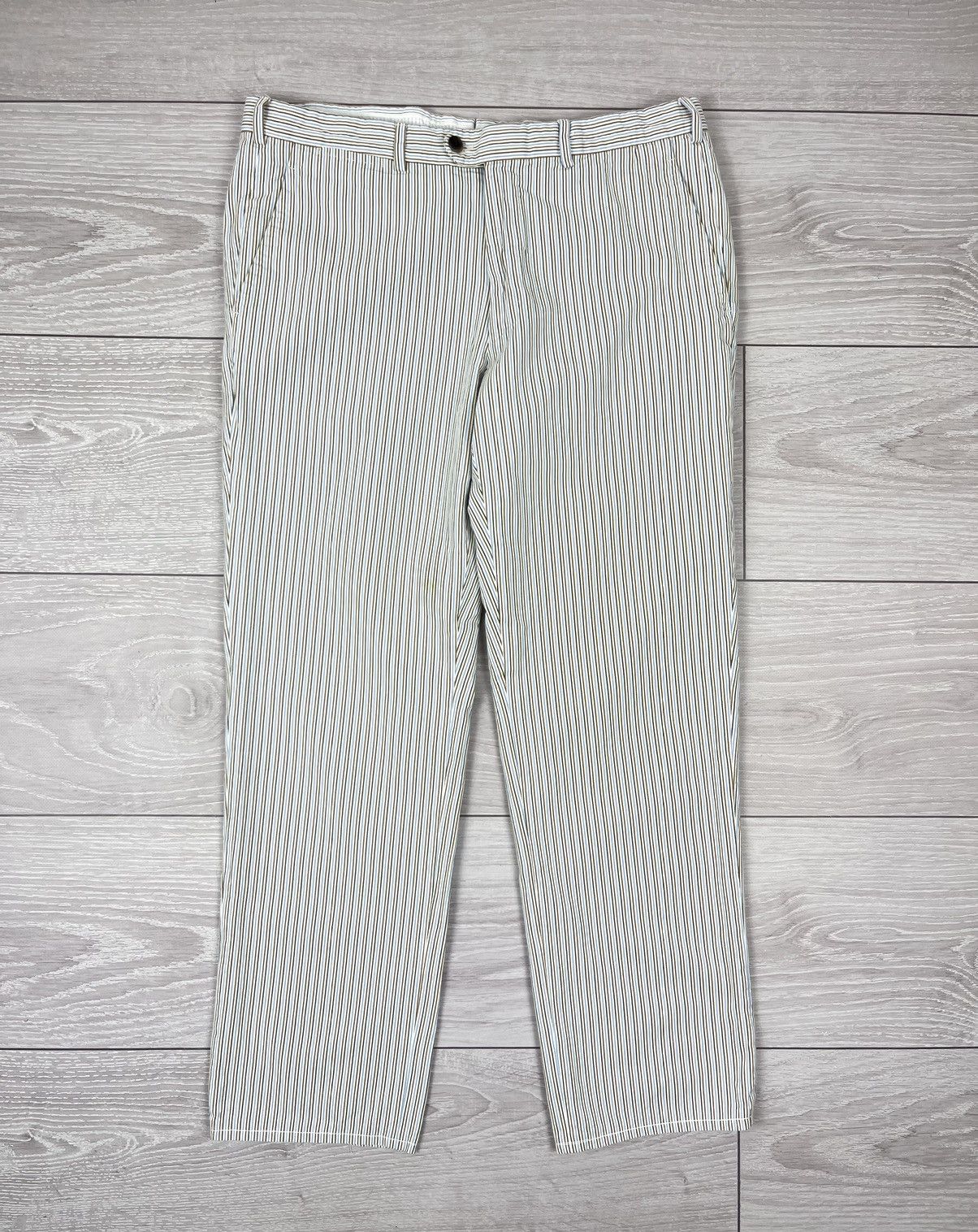 Marco Pescarolo Marco Pescarolo White Cotton Striped Luxury Chinos Pants Size US 34 / EU 50 - 1 Thumbnail