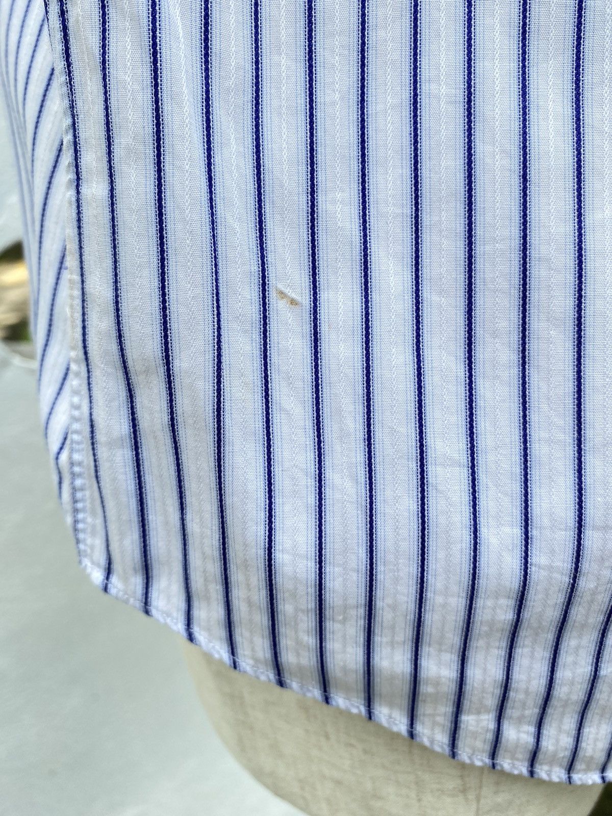 Zucca Zucca Blue Striped Ruffle-Front Polo Shirt Size S / US 4 / IT 40 - 12 Thumbnail