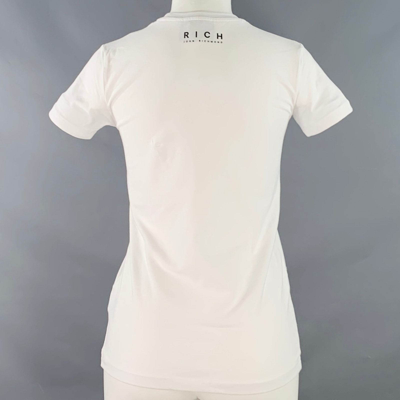 John Richmond White Multi Color Cotton Blend David Bowie Print T-Shirt Size XS / US 0-2 / IT 36-38 - 4 Thumbnail
