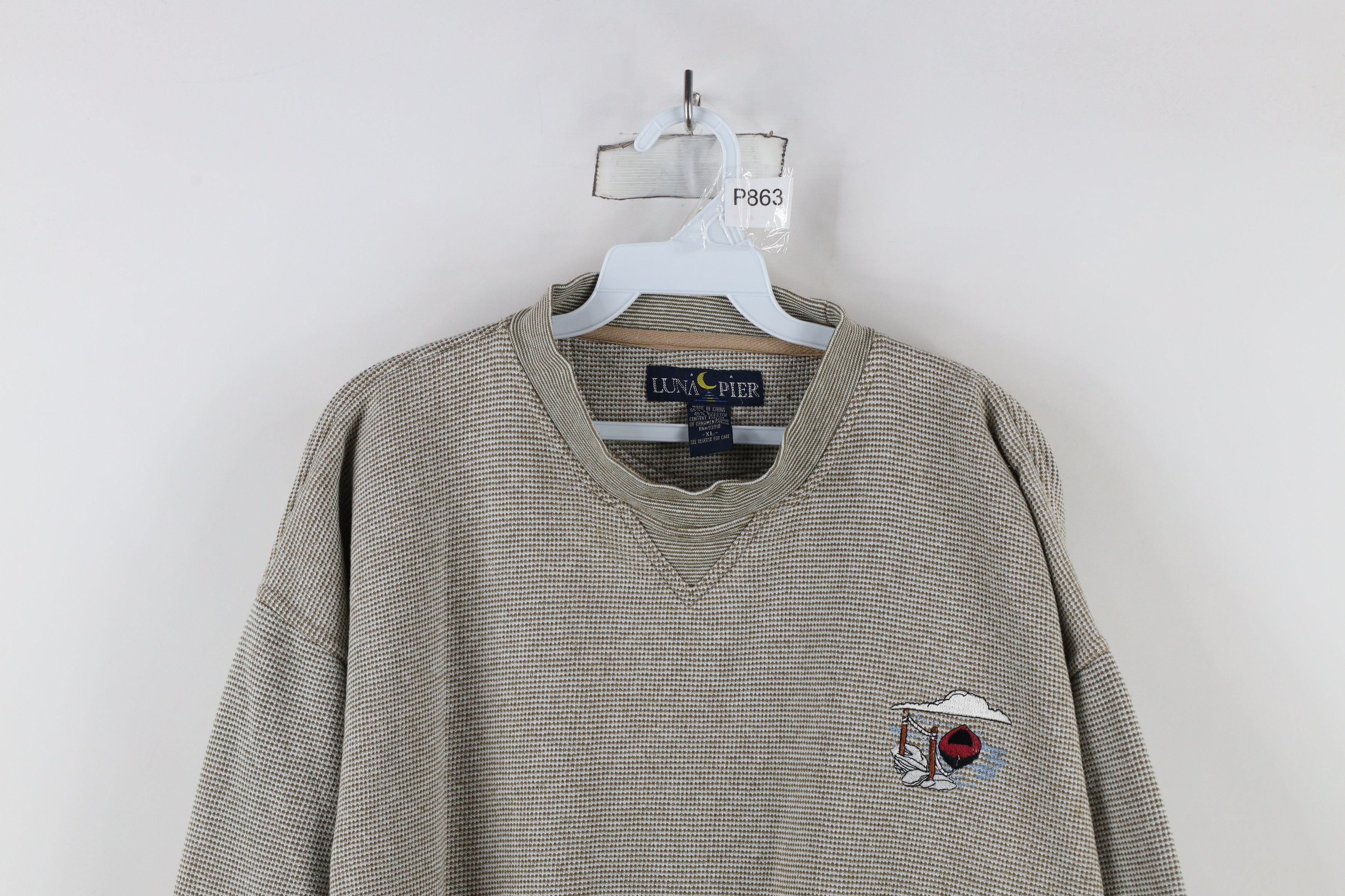 Vintage Vintage 90s Streetwear Thermal Knit Crewneck Sweatshirt Size US XL / EU 56 / 4 - 2 Thumbnail