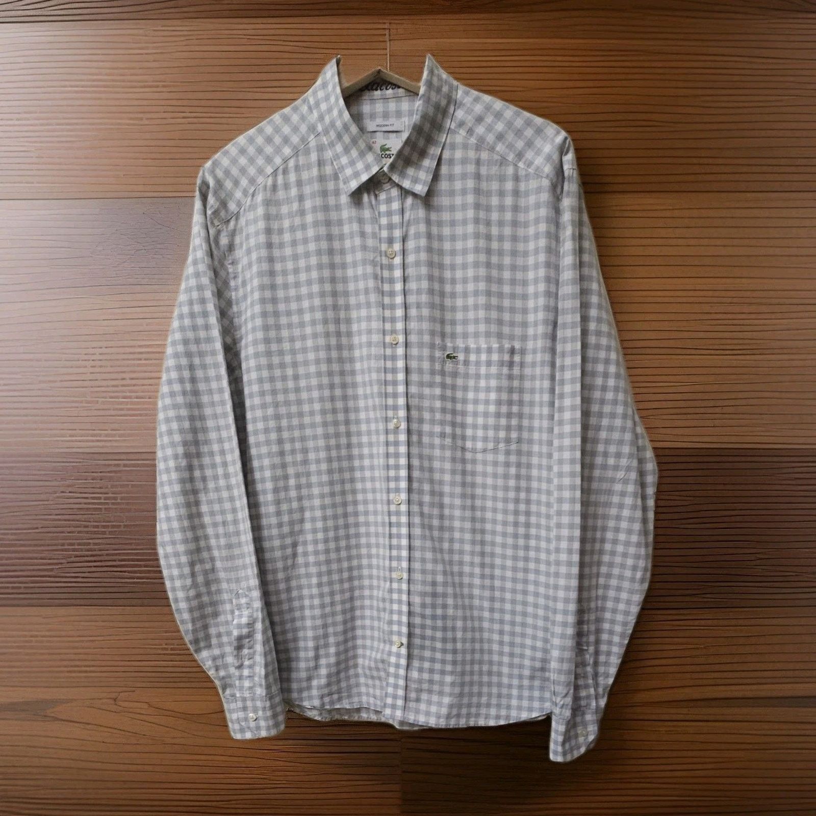 Lacoste Lacoste Modern Fit Plaid Button Down Shirt Cotton Logo 42 Size US XS / EU 42 / 0 - 2 Thumbnail