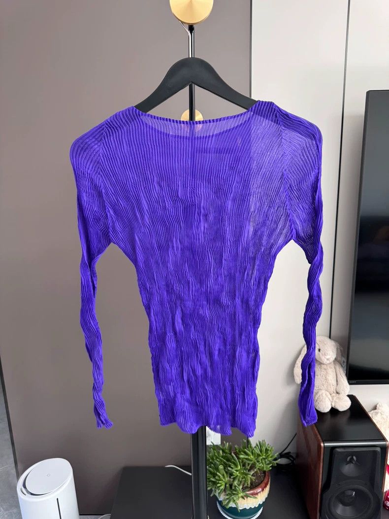 Issey Miyake Issey Miyake size:2 Purple round-neck wicker long-sleeved Size XS / US 0-2 / IT 36-38 - 2 Thumbnail