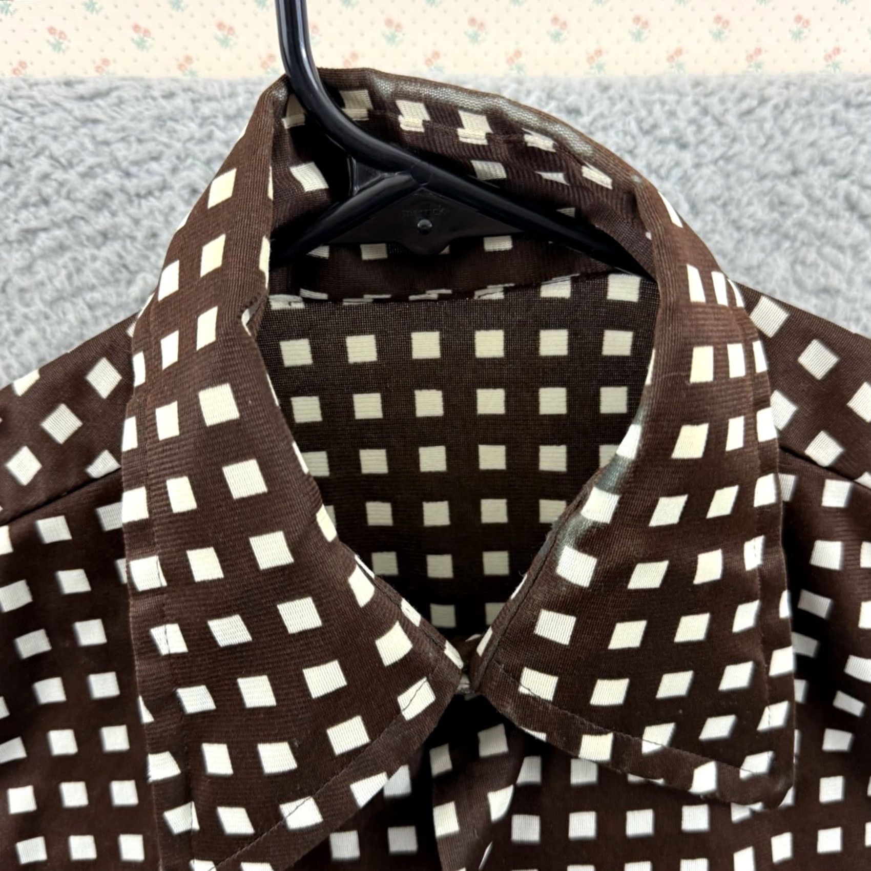 DANCER VINTAGE Disco Spirit of California 70s Button-Up Shirt Mens M Brown Long Sleeve Geometric Abstract Dance Casual Party/Cocktail Travel Size US M / EU 48-50 / 2 - 6 Thumbnail