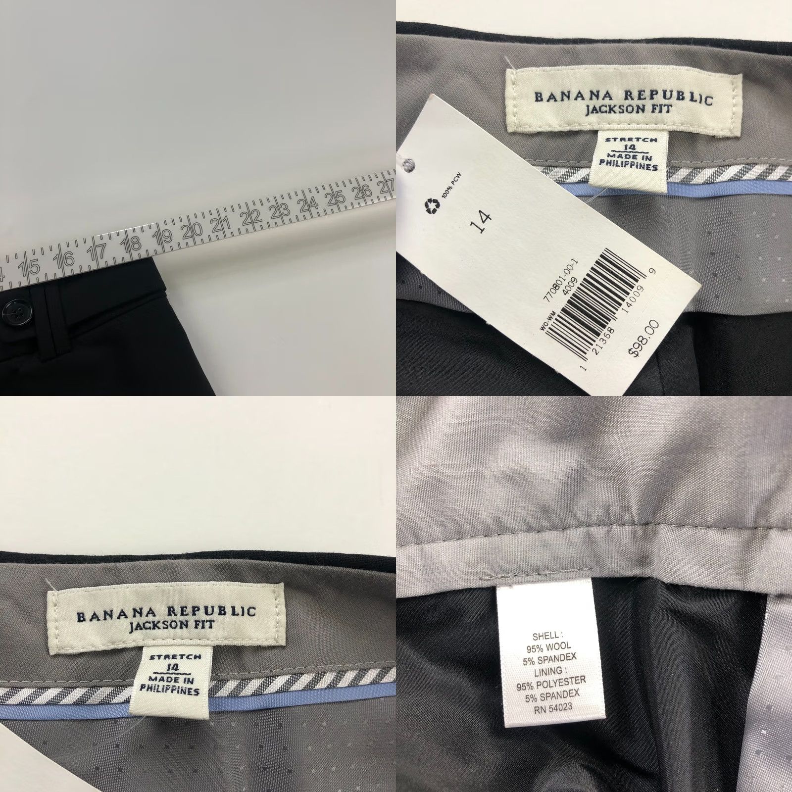 Banana Republic Banana Republic Jackson Fit Dress Pants Black 14 XS? Size 36" / US 14 / IT 50 - 8 Thumbnail