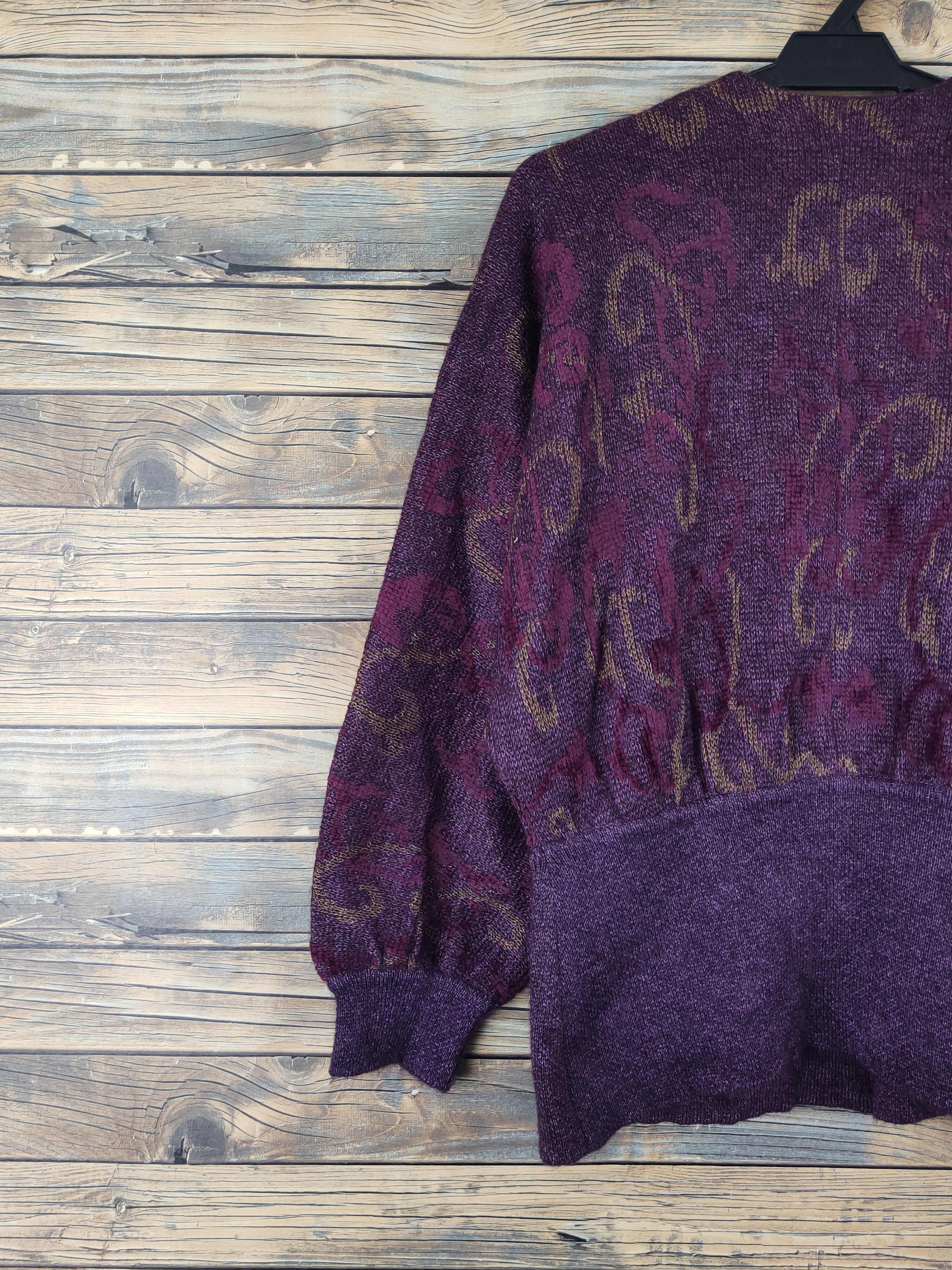 Homespun Knitwear Blance Dark Purple Knitwear Blouses cardigan vintage #W2028 Size M / US 6-8 / IT 42-44 - 8 Thumbnail