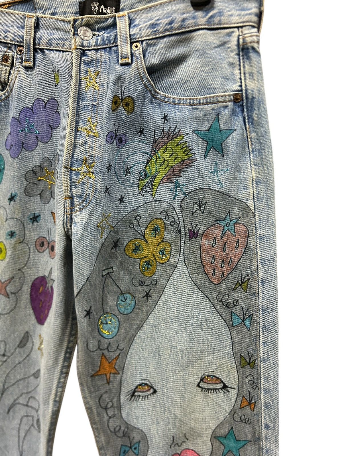 Levi's × Levi's Vintage Clothing Vintage Levi’s 501 Custom Aditi Art Overprint Jeans Size 30" / US 8 / IT 44 - 8 Thumbnail
