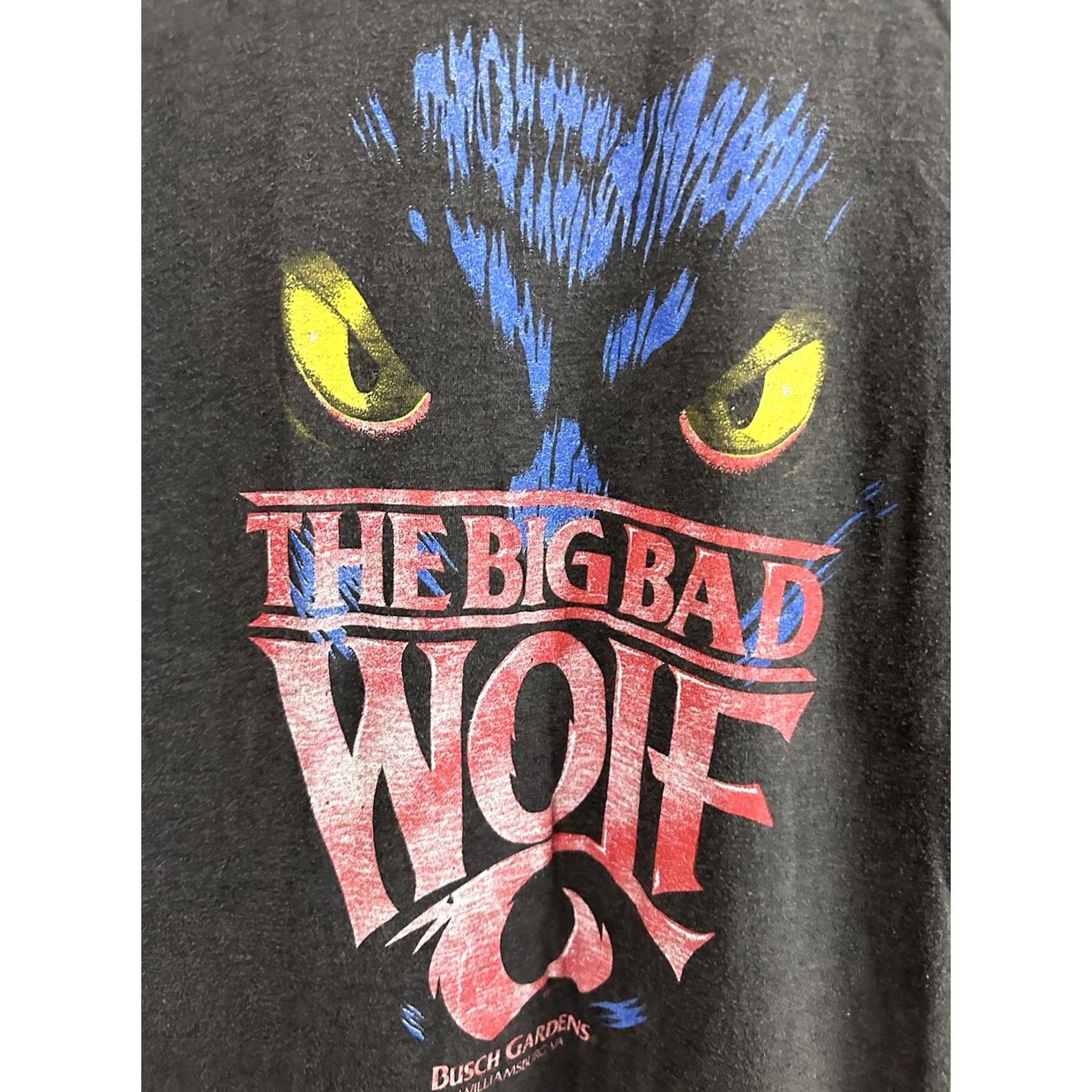Vintage VINTAGE 80s Busch Gardens The Big Bad Wolf T-Shirt M Black Paper Thin Faded Ride Rollercoaster Mens Size US M / EU 48-50 / 2 - 3 Thumbnail