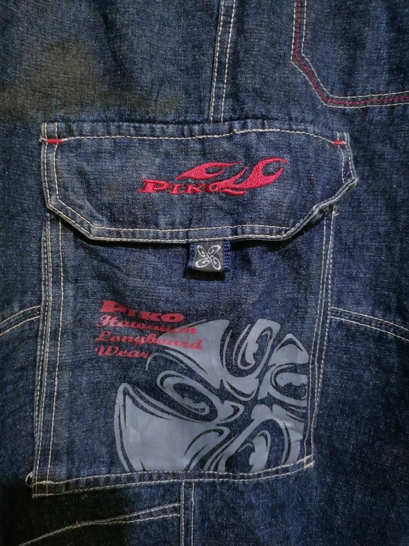 Japanese Brand Vintage Piko Baggy Tribal Cargo Denim Size US 36 / EU 52 - 6 Thumbnail