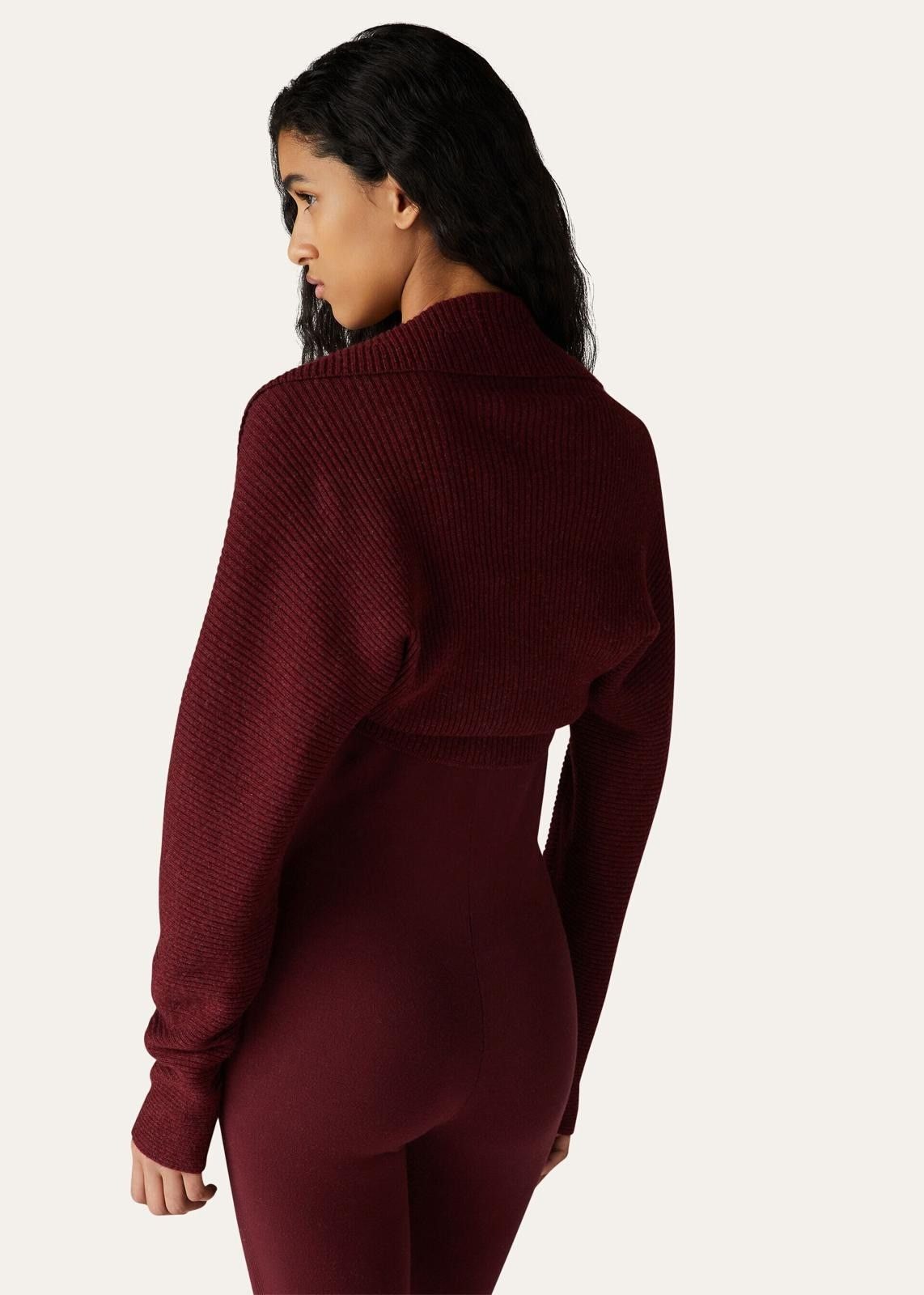Loro Piana o1srvl11e1024 Cocooning Plain-Knit Shrug in Burgundy Size XL / US 12-14 / IT 48-50 - 4 Thumbnail