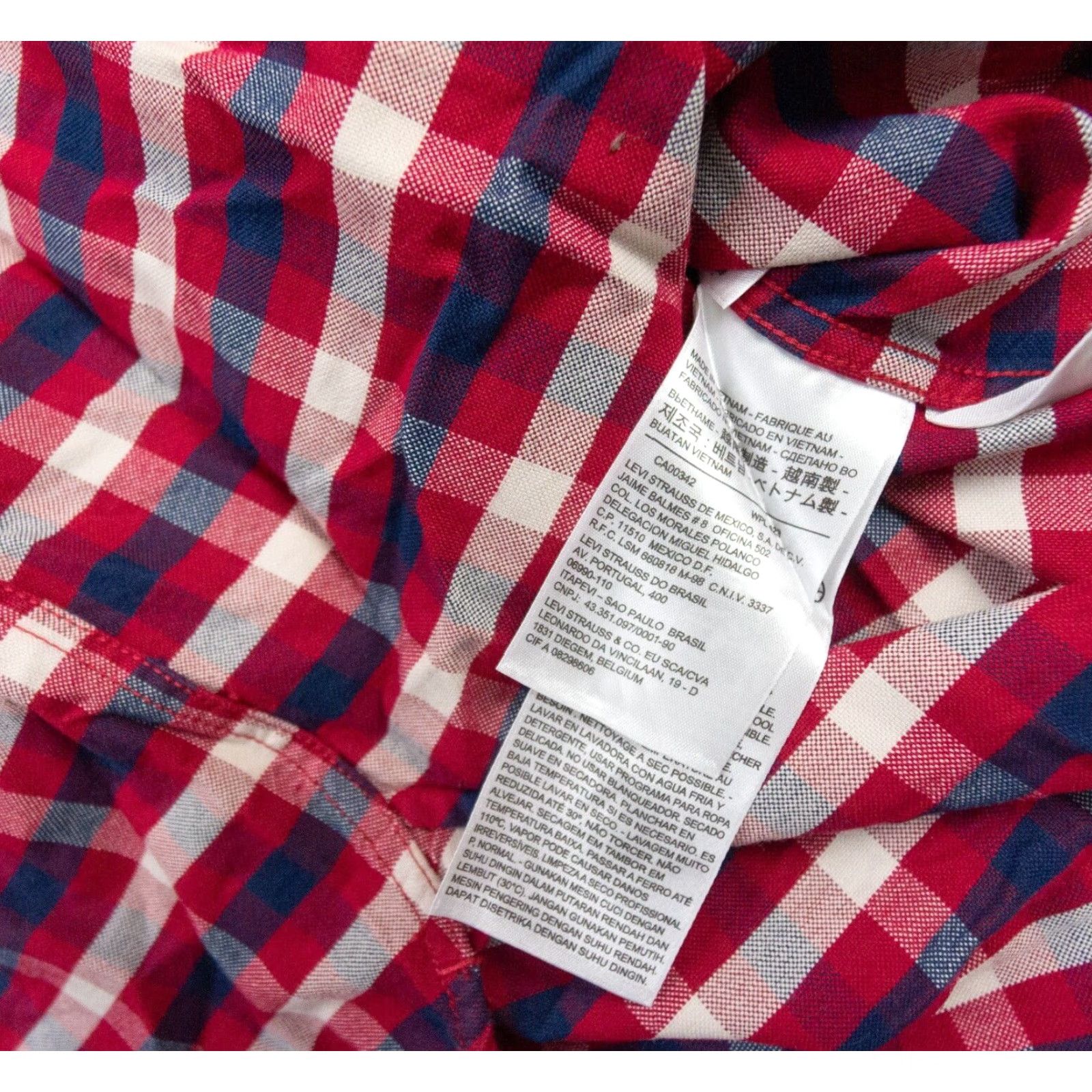 Levi's Levi's Men's Medium Red Plaid Long Sleeve Button-Up Oxford Shirt Outdoor Casual Size US M / EU 48-50 / 2 - 7 Thumbnail