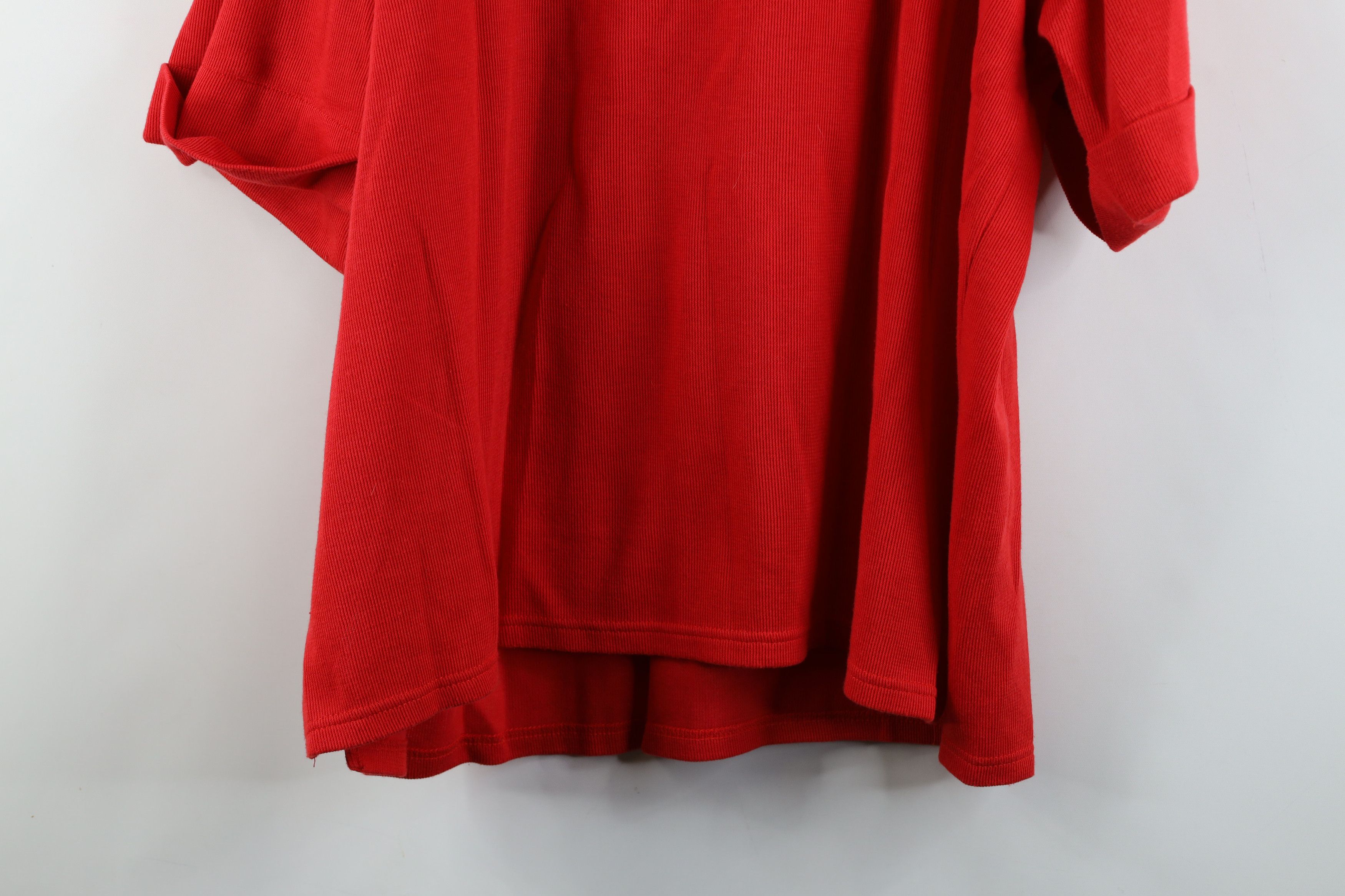Express × Vintage Vintage 90s Express Baggy Thermal Ribbed Knit T-Shirt Red Size L / US 10 / IT 46 - 11 Thumbnail